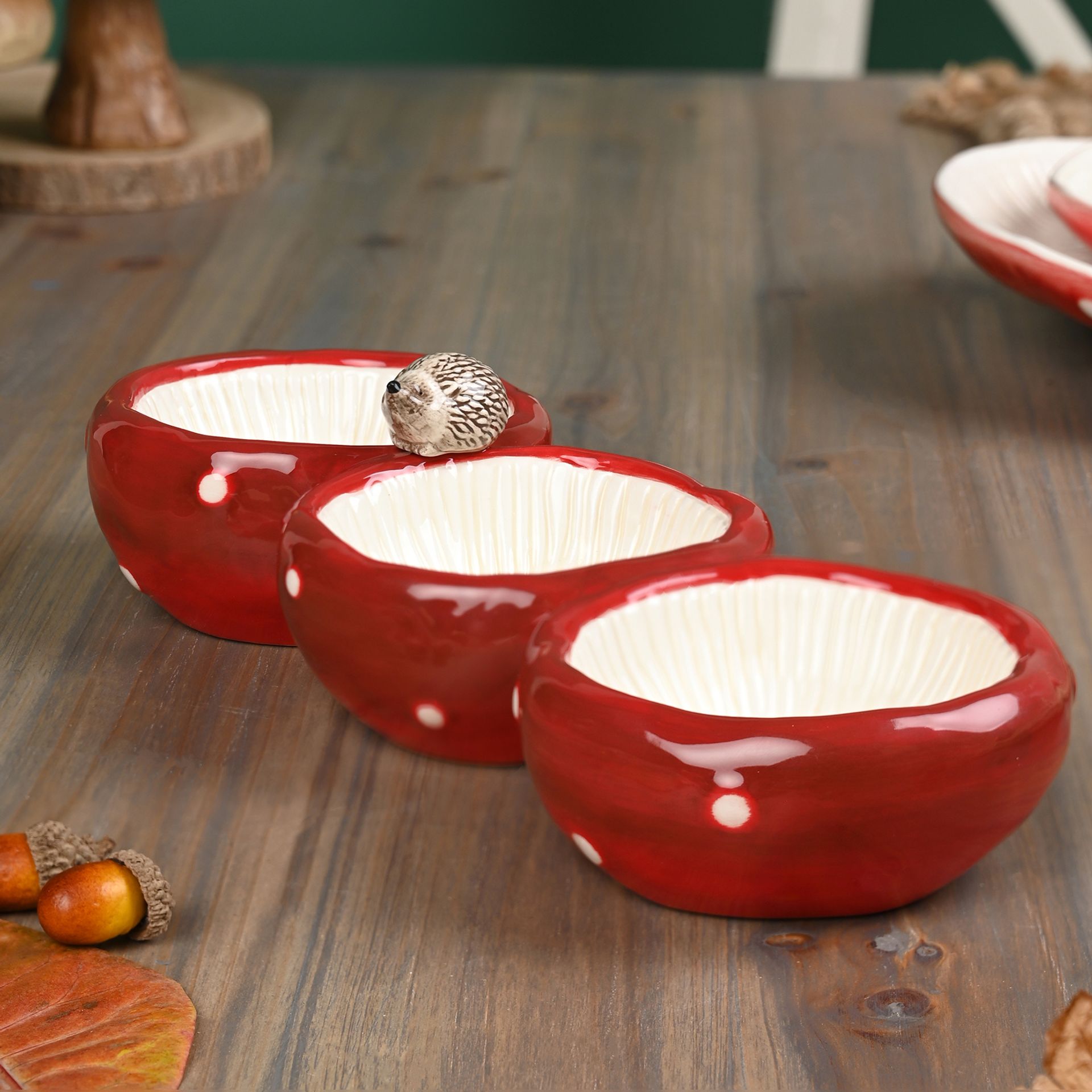 Country Living Toadstool & Hedgehog Triple Dish Serving Tray