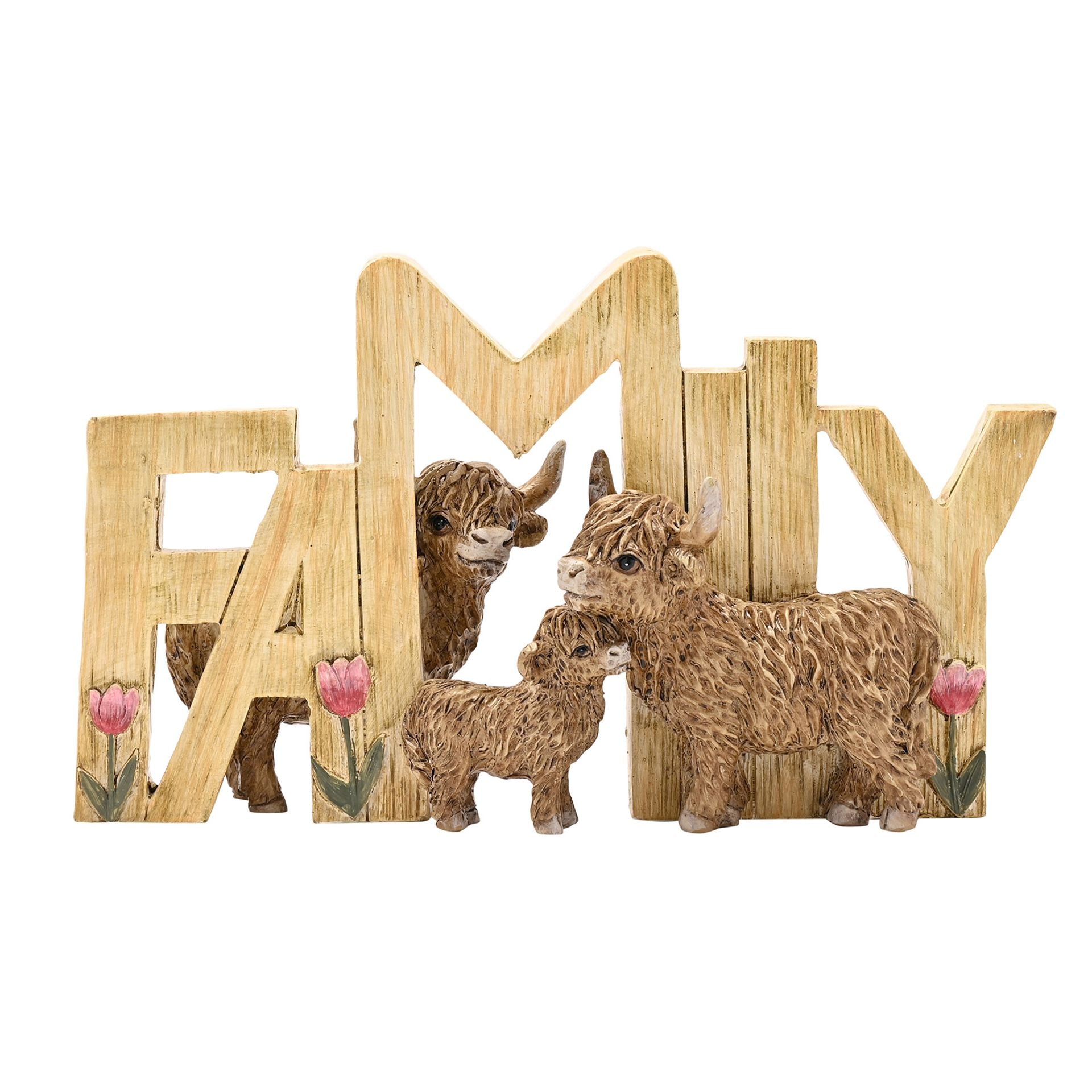 Country Living Highland Cow Plaque "Family"
