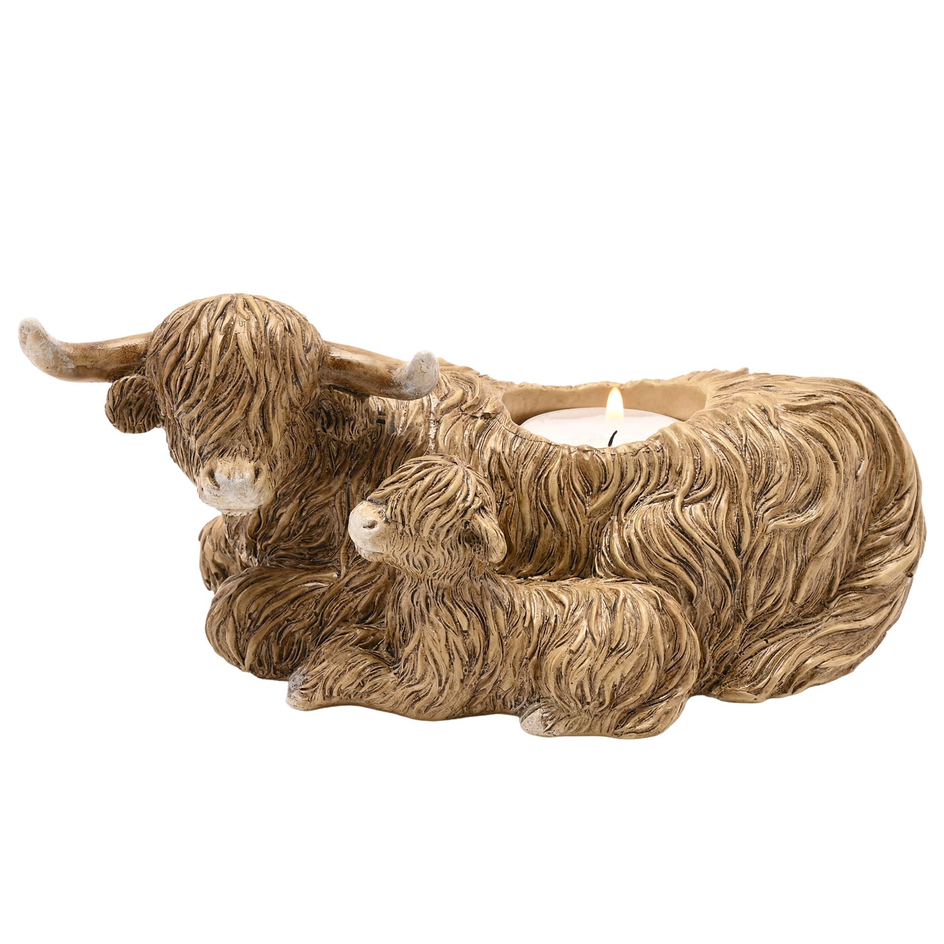 Country Living Highland Cow Figurine and Tealight Holder