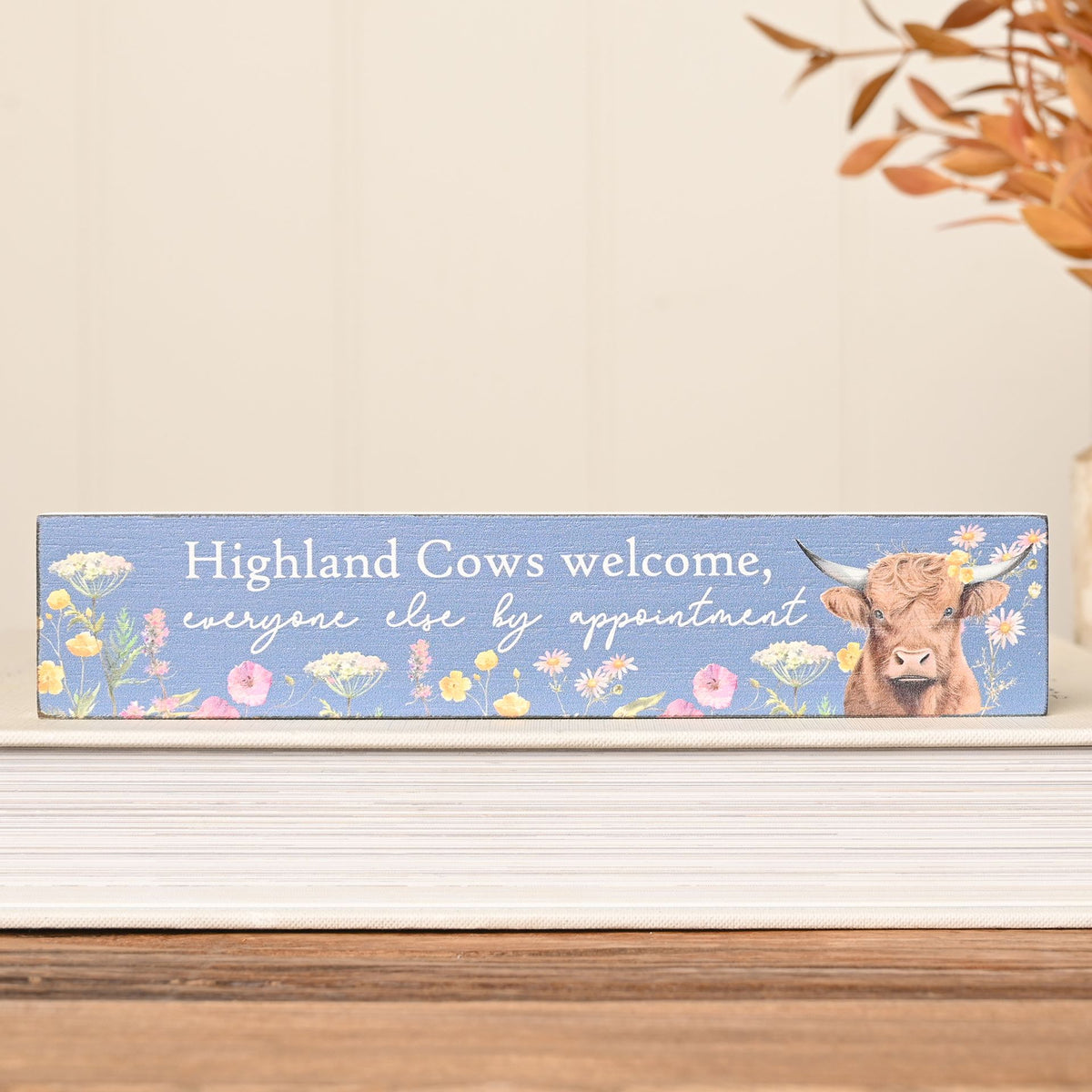 Country Living Set of 36 Highland Cow Plaques and Display Stand - 6 Designs