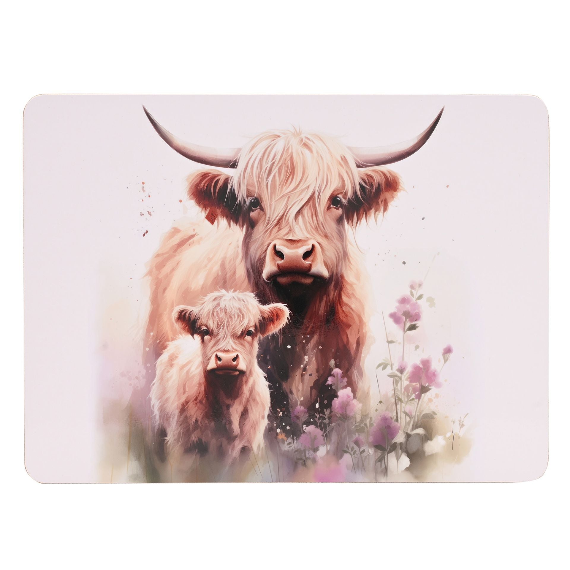 Country Living Highland Cow and Calf set of 4 Placemats