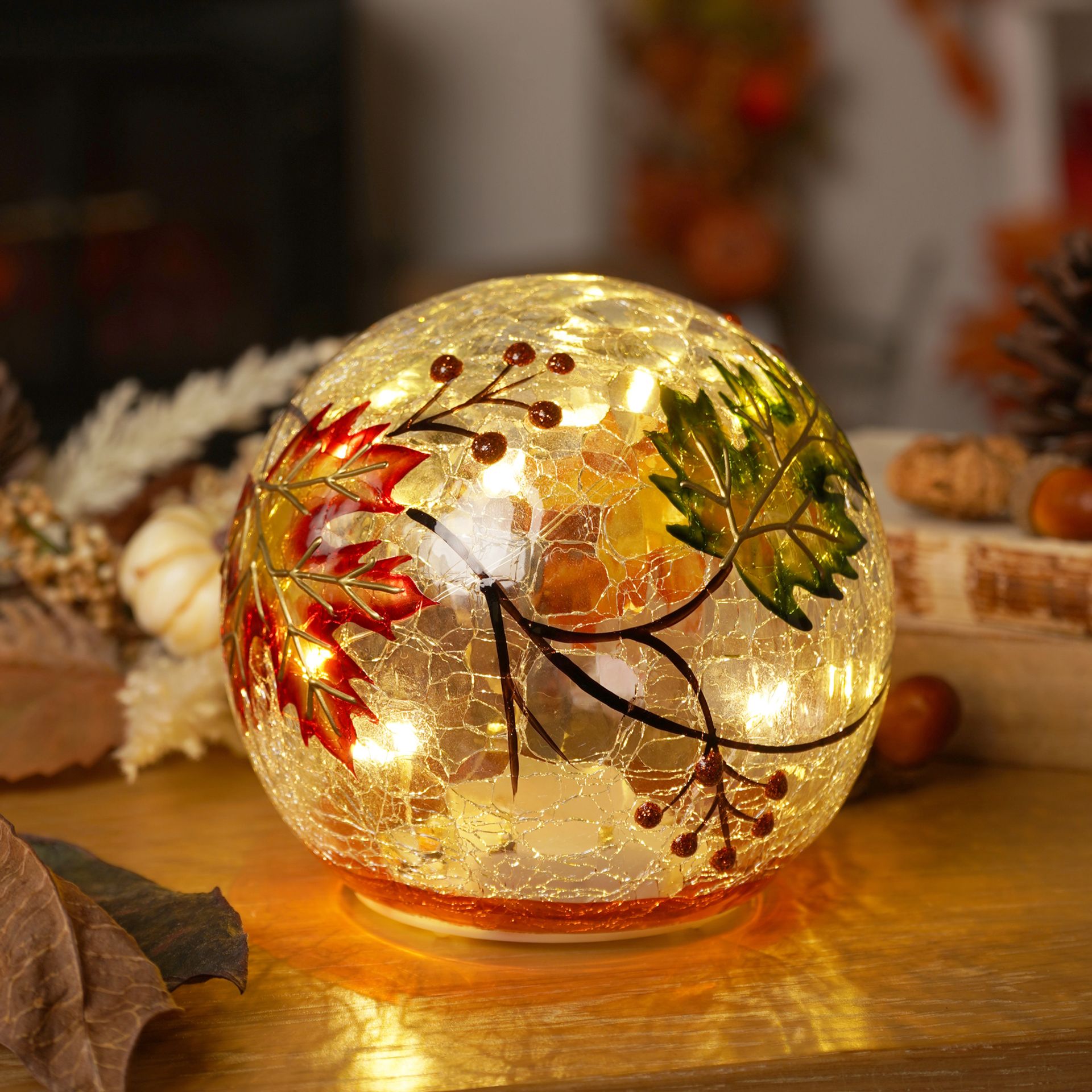 Country Living Autumn Leaf LED Light Up Orb