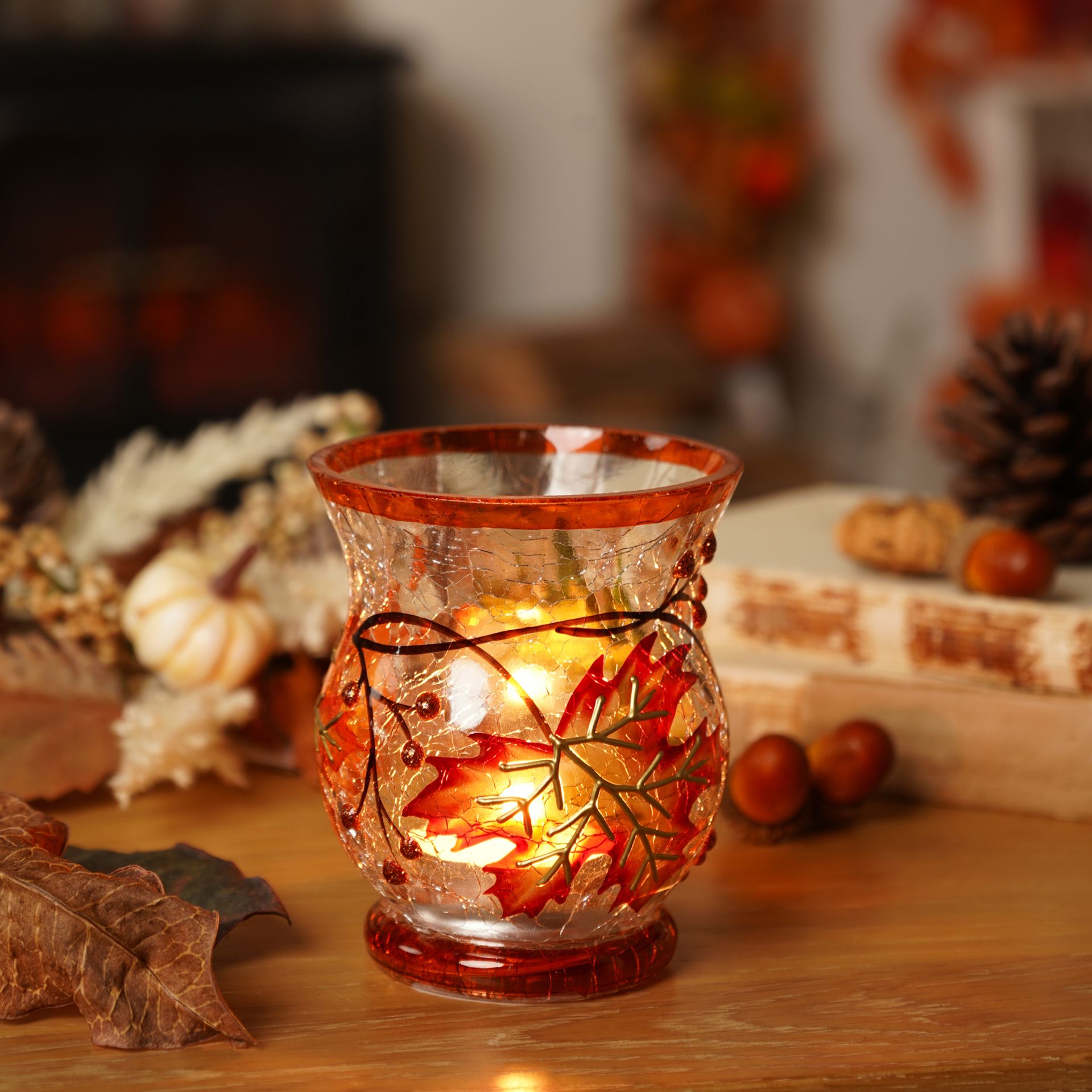 Country Living Autumn Leaf Votive Holder