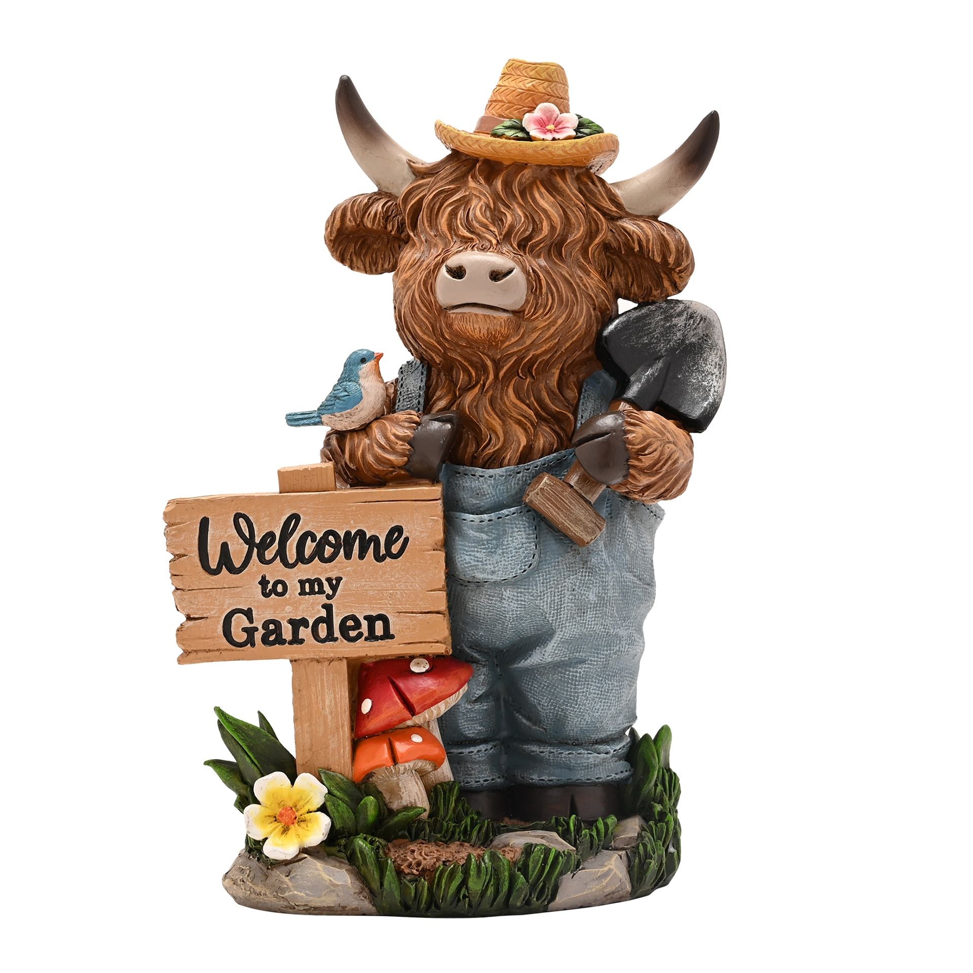 Country Living Highland Cows With Sign "Welcome To My Garden"