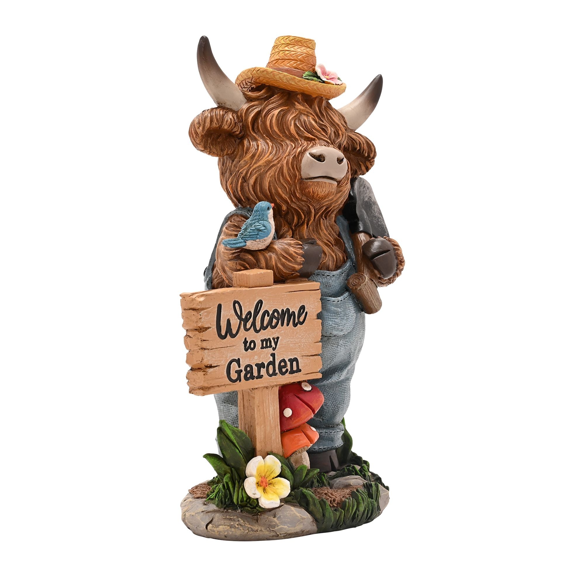Country Living Highland Cows With Sign "Welcome To My Garden"