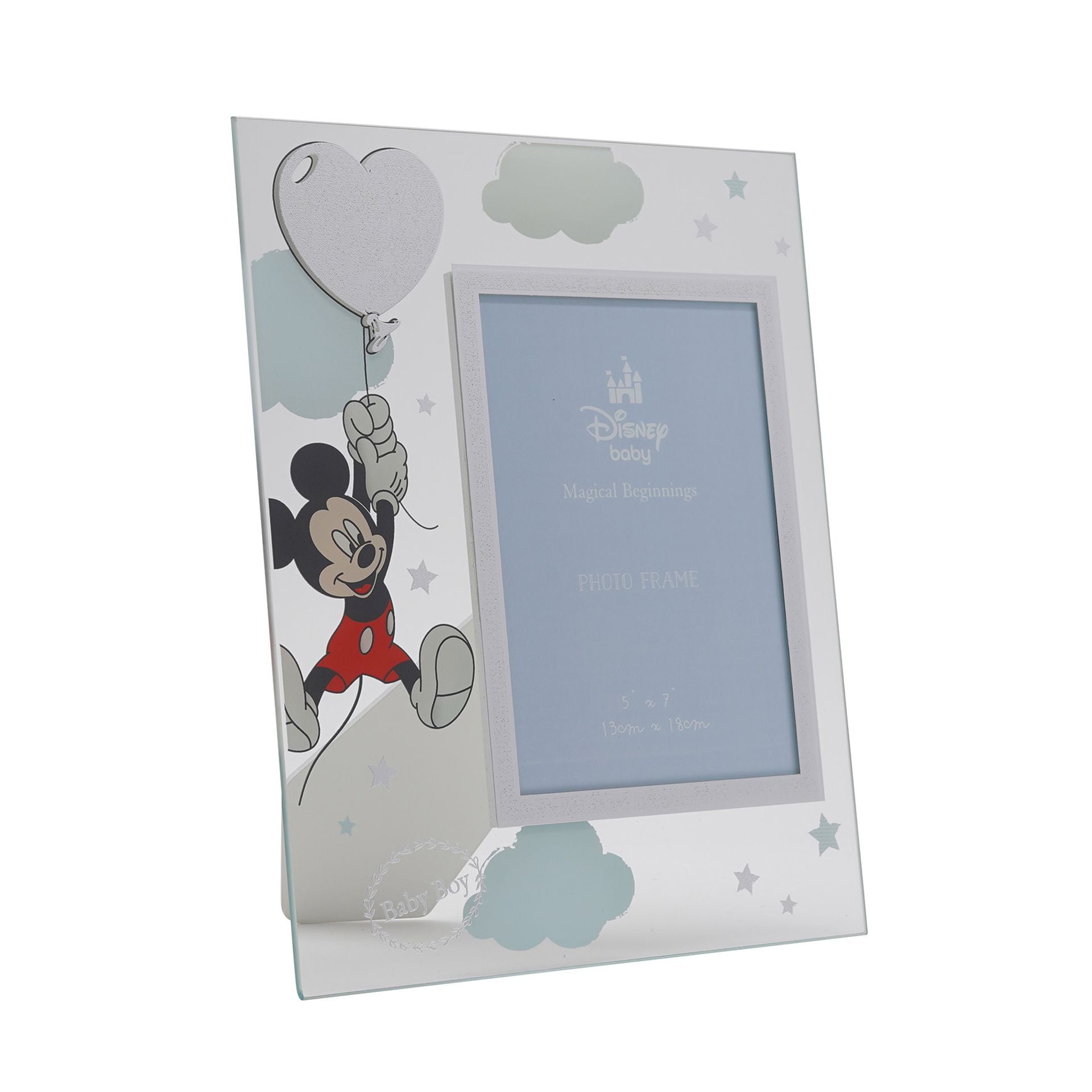 Disney 5" x 7" Mickey Mouse Real Silver 999 Plated Glass Frame