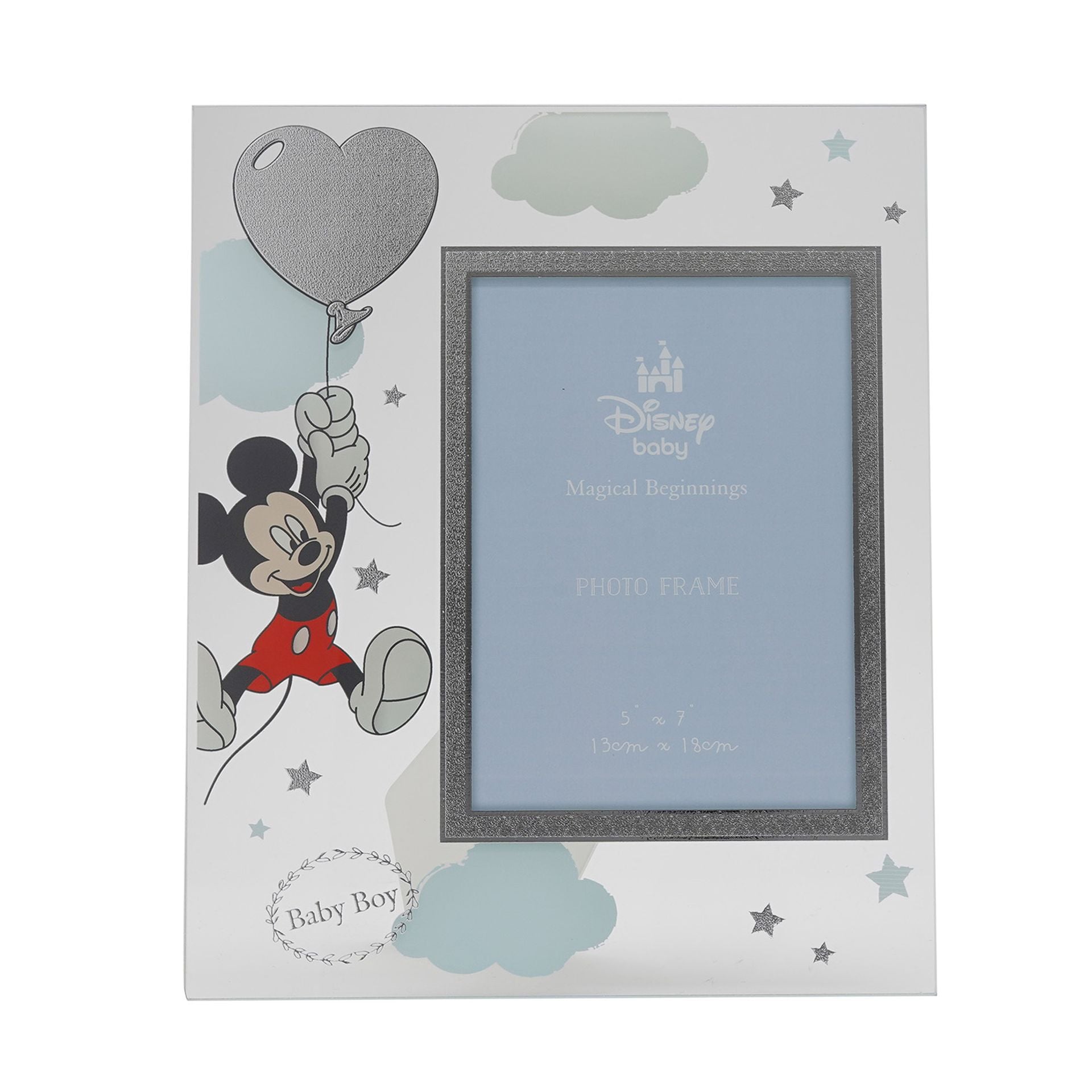 Disney 5" x 7" Mickey Mouse Real Silver 999 Plated Glass Frame
