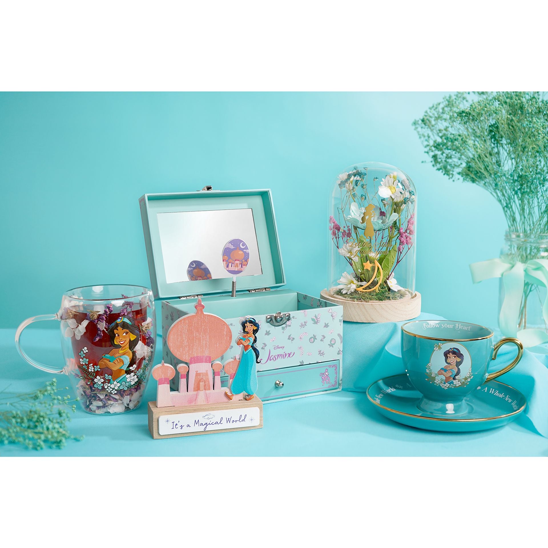 Disney Pastel Princess Floral Decorative Glass Mug - Jasmine