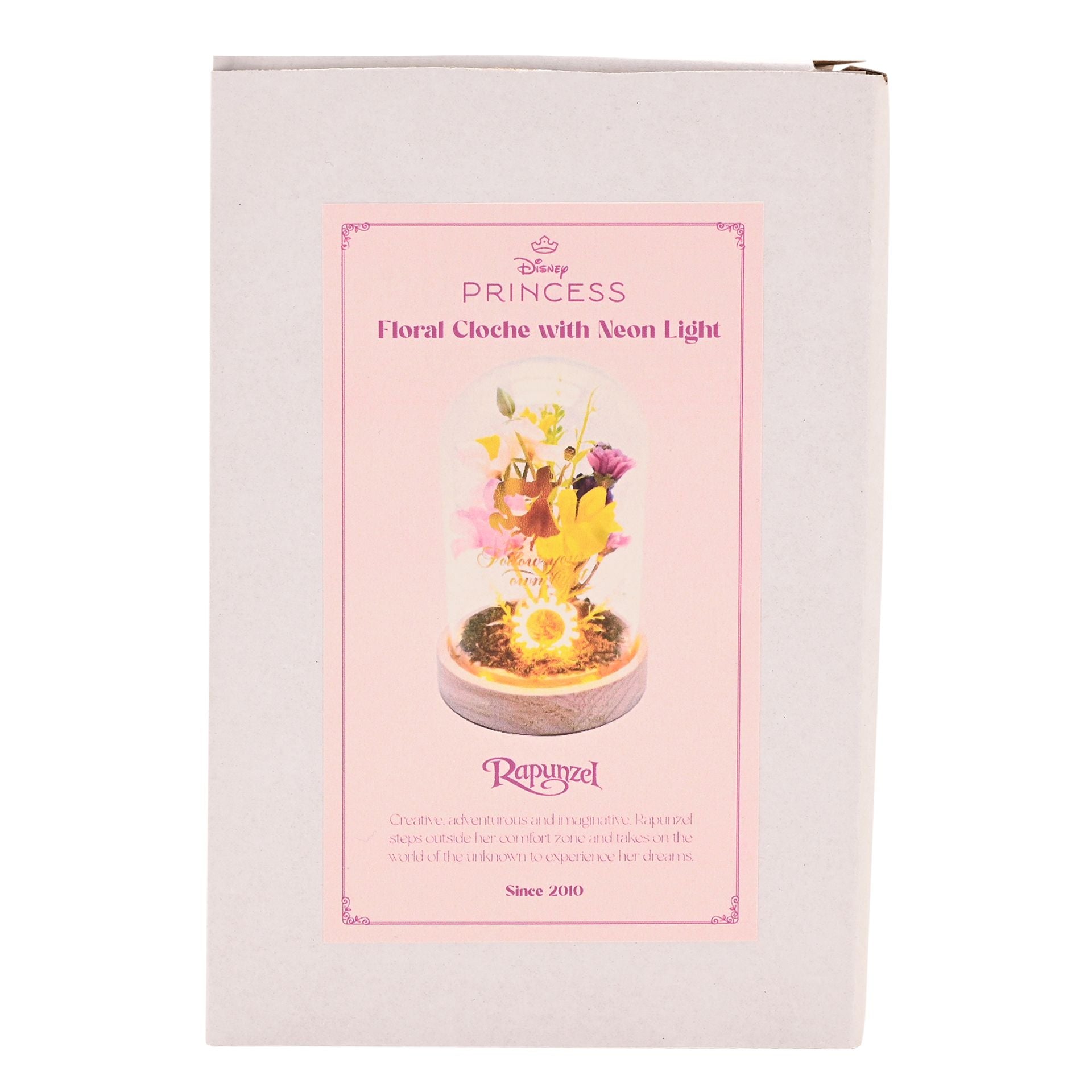 Disney Pastel Princess Florals In A Cloche With Neon Light - Rapunzel