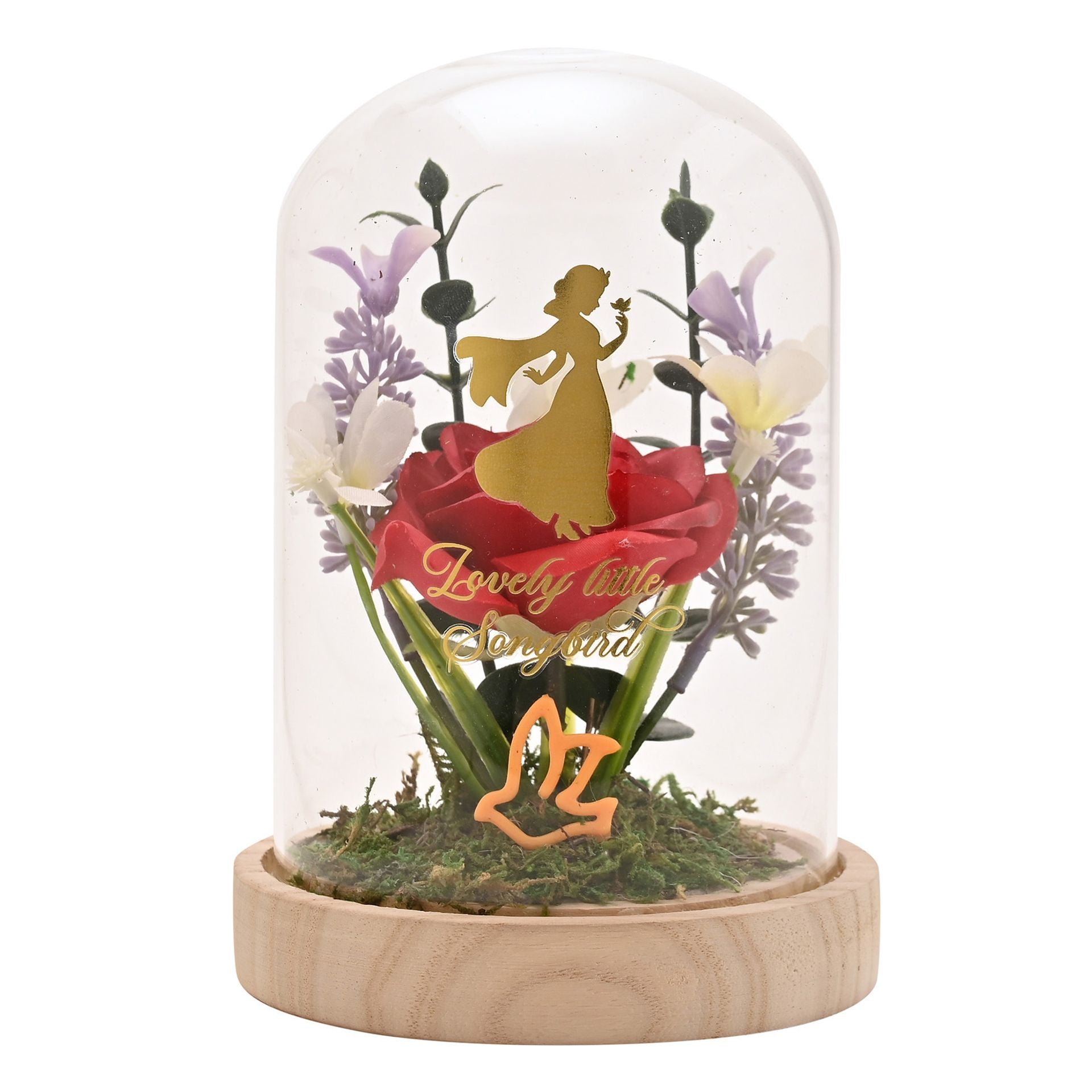 Disney Pastel Princess Florals In A Cloche With Neon Light - Snow White