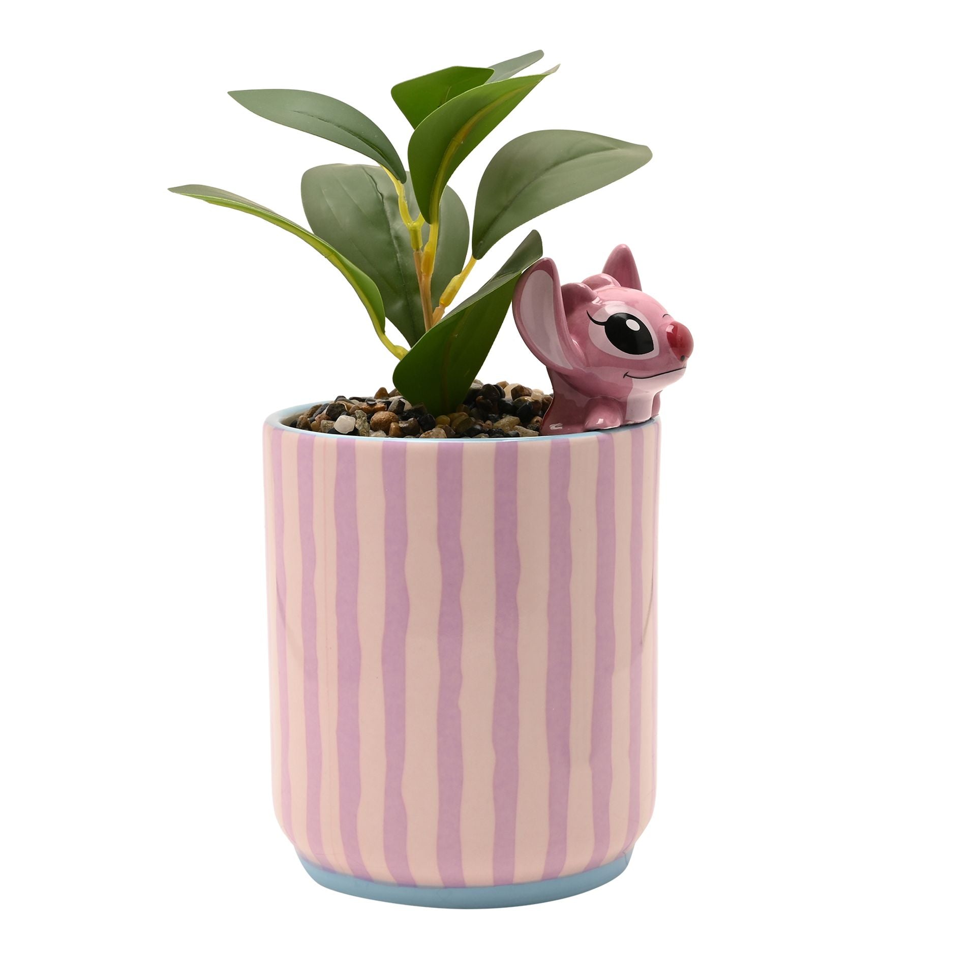 Disney Stitch Planter with 3D Angel & Faux Plant