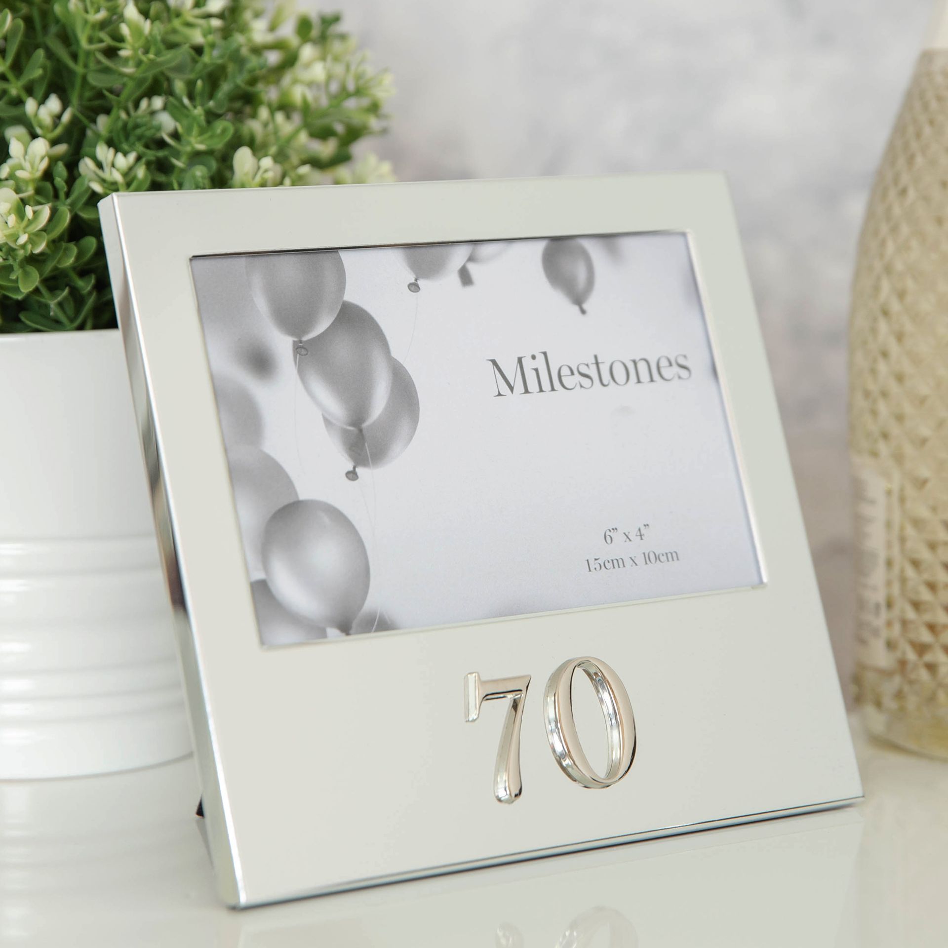 Milestones Aluminium Photo Frame with 3D Number 6" x 4" - 70