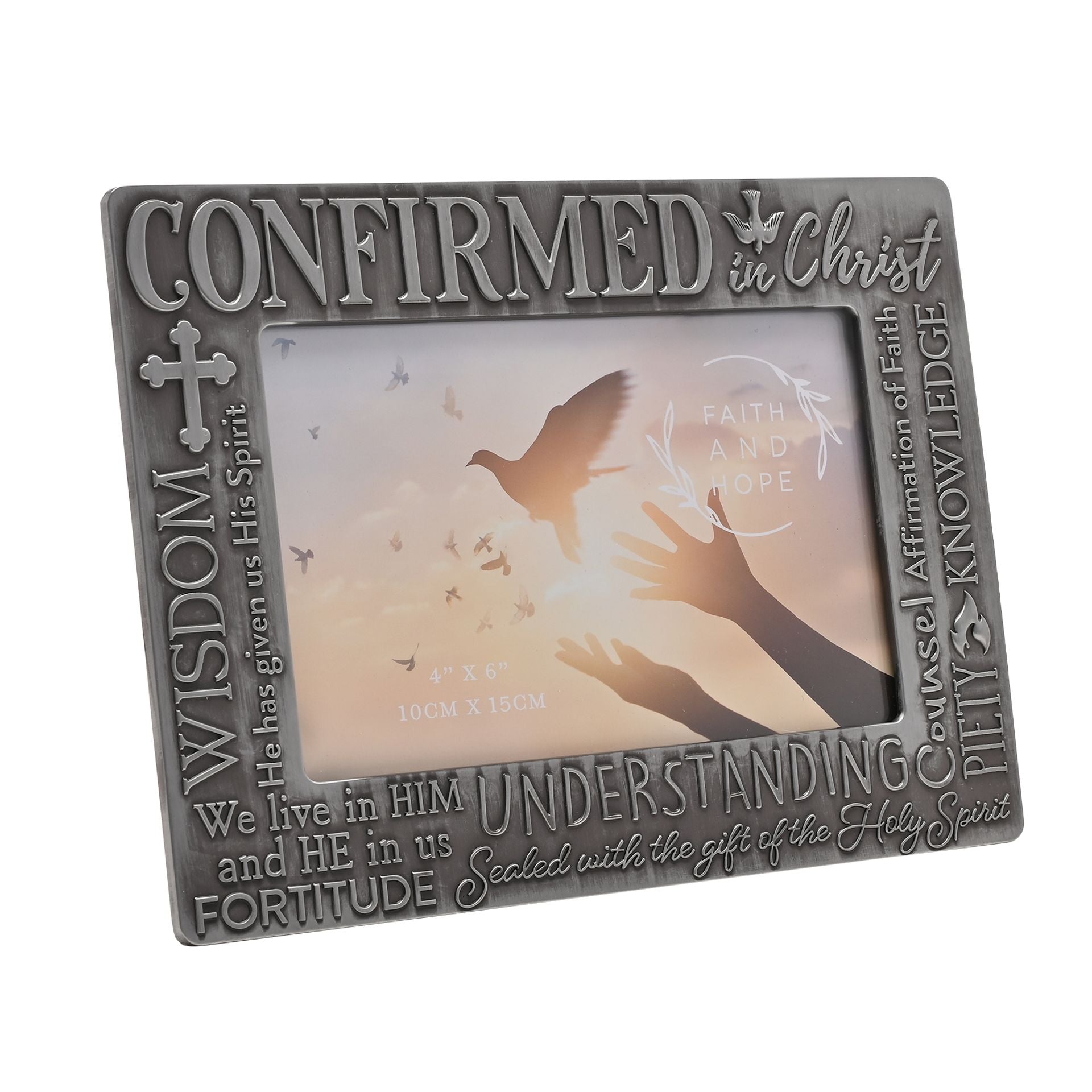 Faith & Hope Metal First Confirmation Photo Frame 6" x 4"