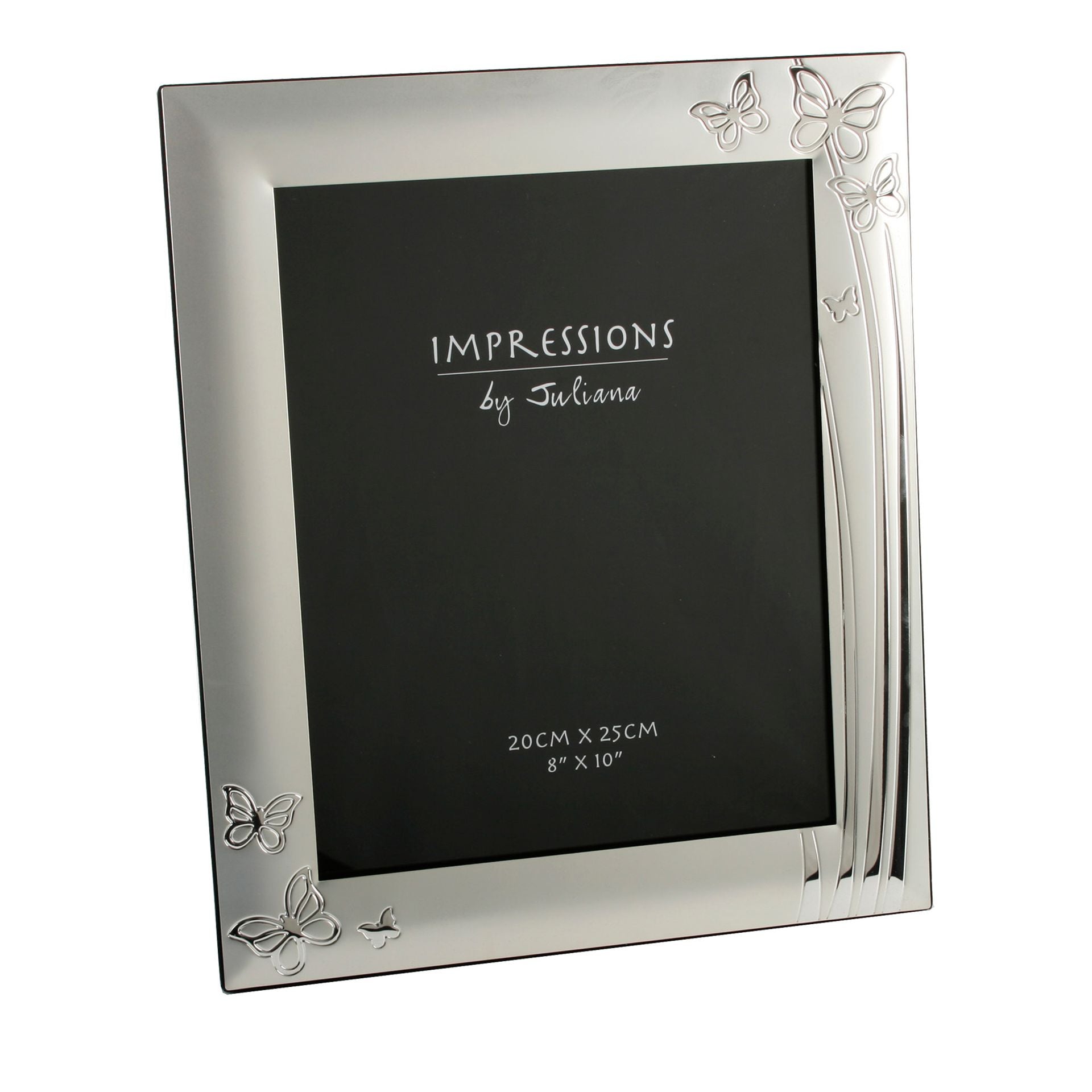 2 Tone Silverplated Photo Frame Butterfly Design 8" x 10"