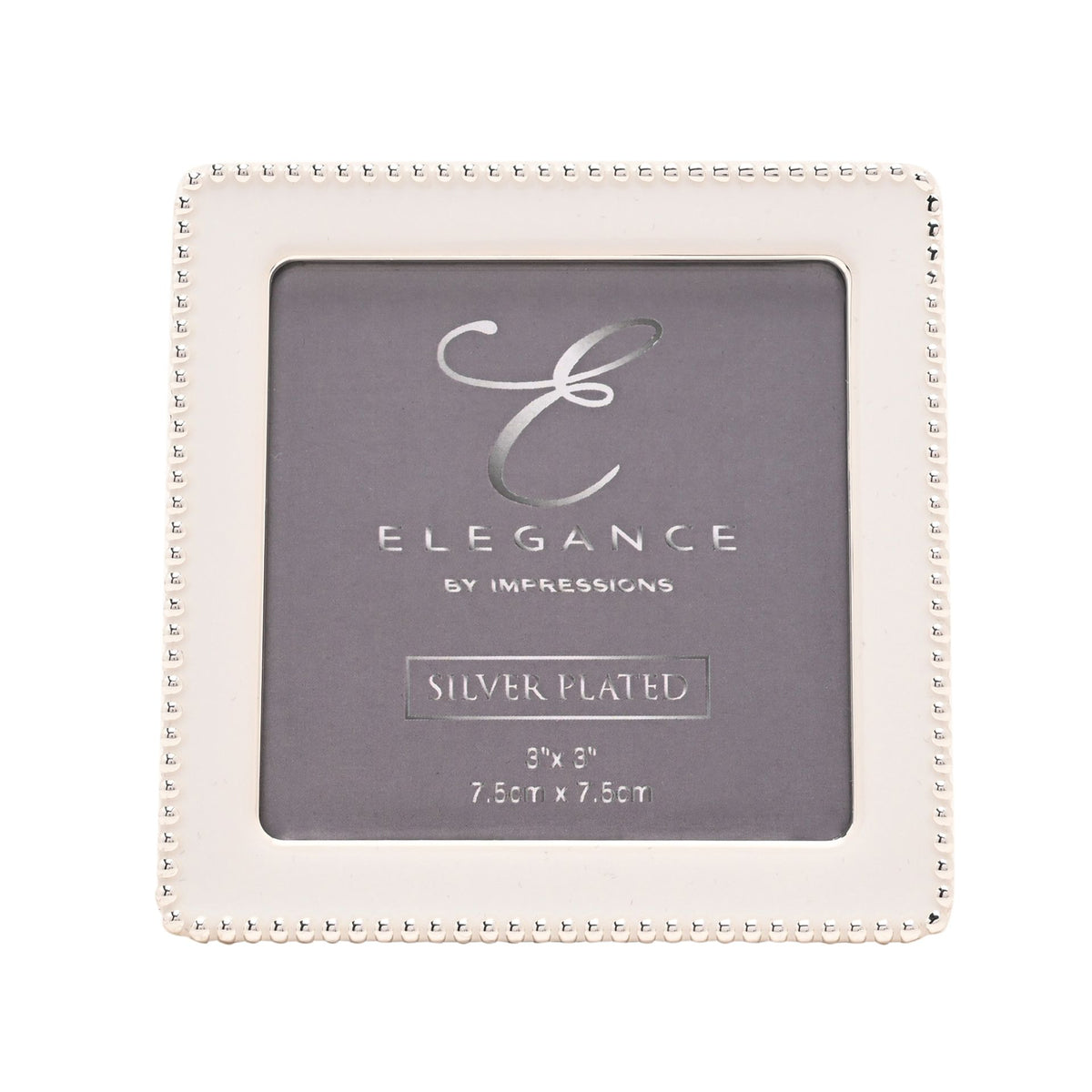 Elegance Silverplated White Epoxy Beaded Photo Frame 3" x 3"