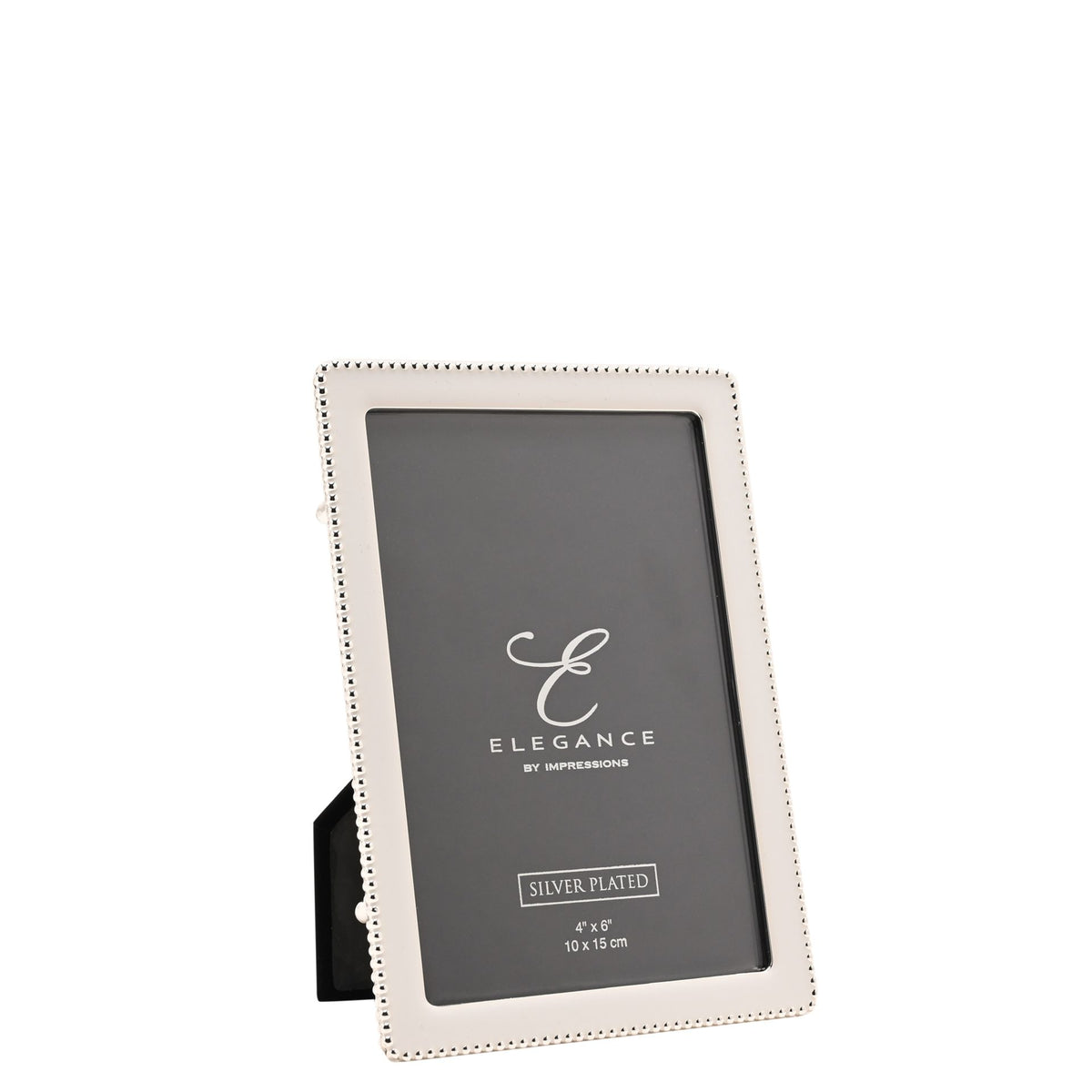 Elegance Silverplated White Epoxy Beaded Photo Frame 4" x 6"