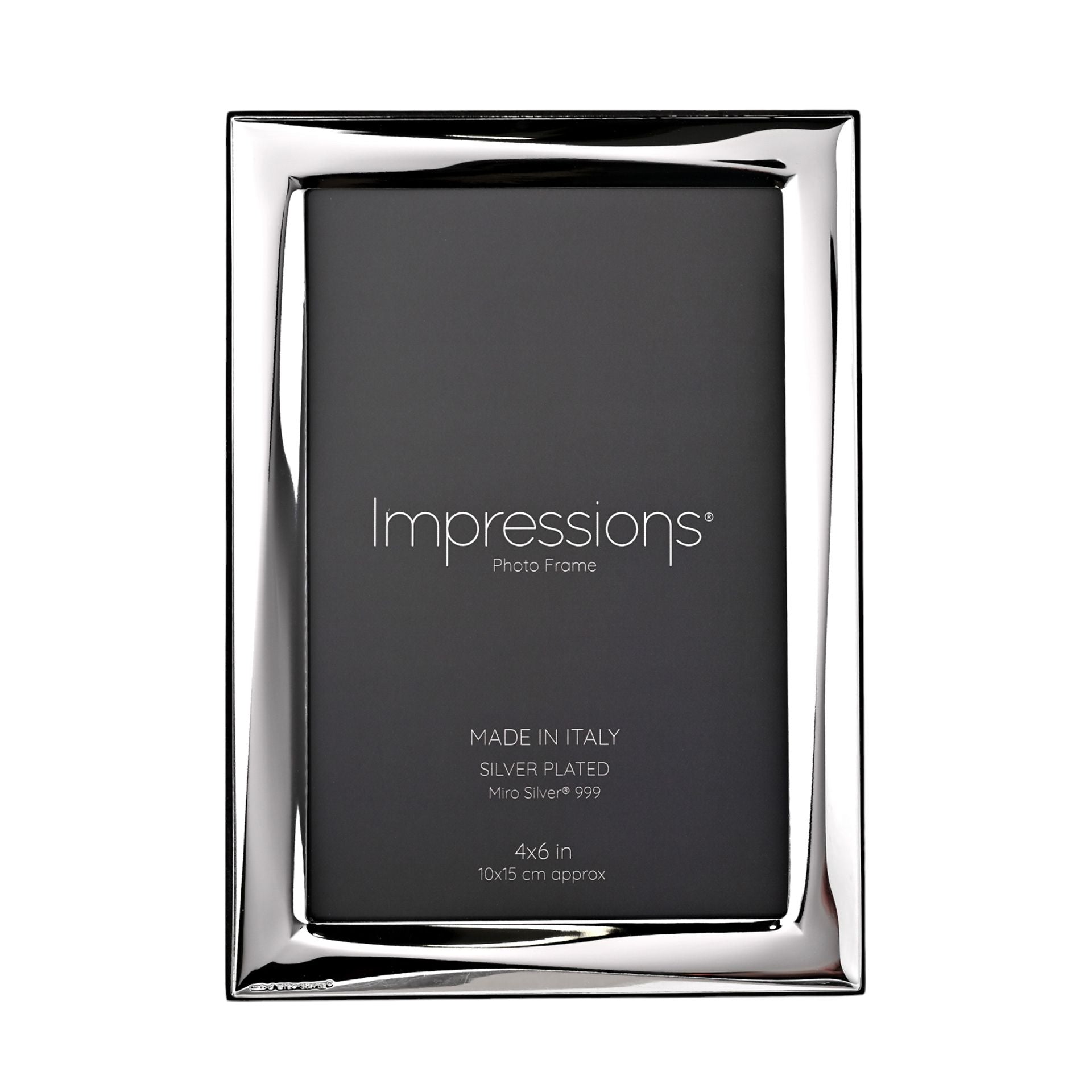 Impressions 999 Silver Narrow Twist Photo Frame 4" x 6" Wood Back Made In Italy