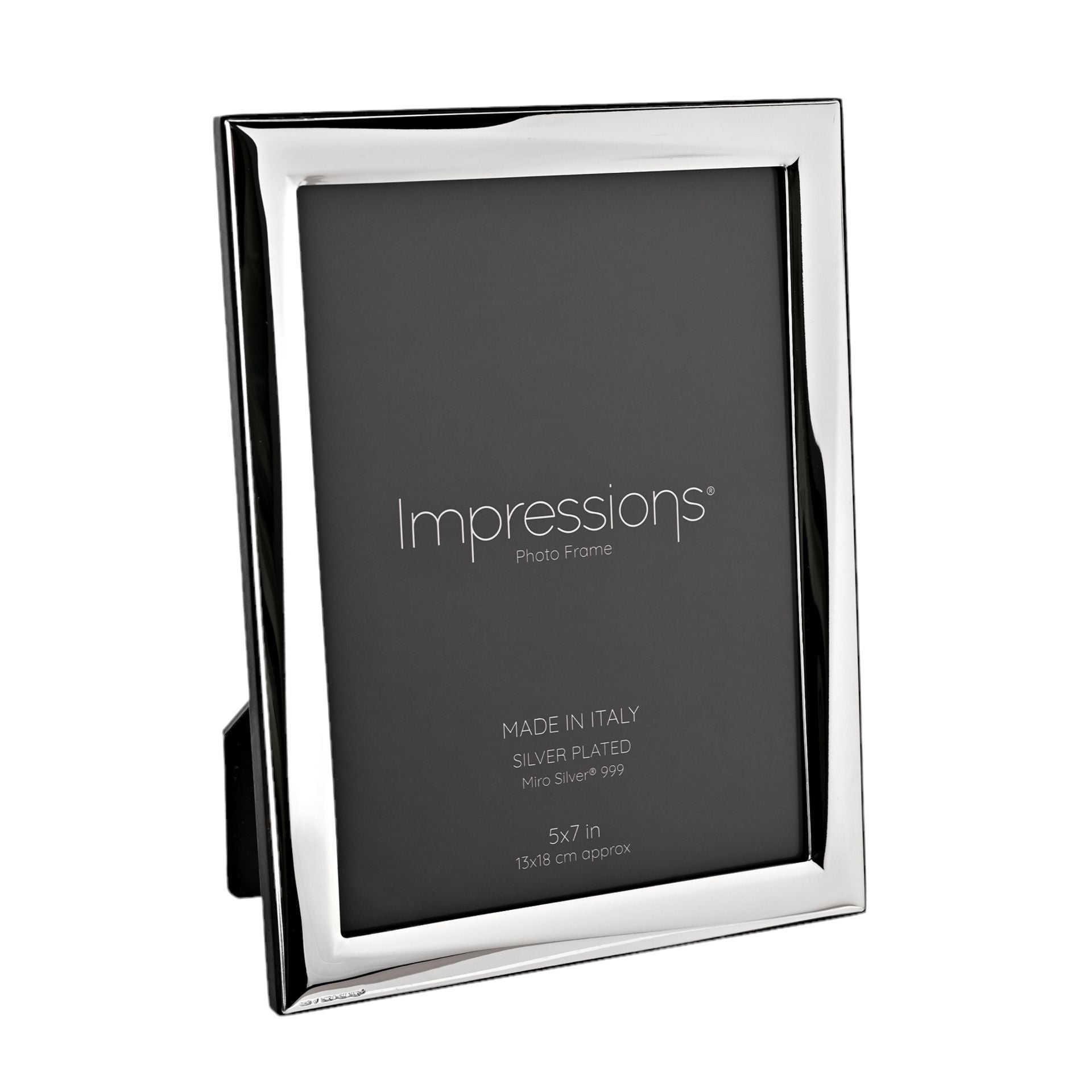 Impressions 999 Silver Narrow Twist Photo Frame 5" x 7" Wood Back Made In Italy