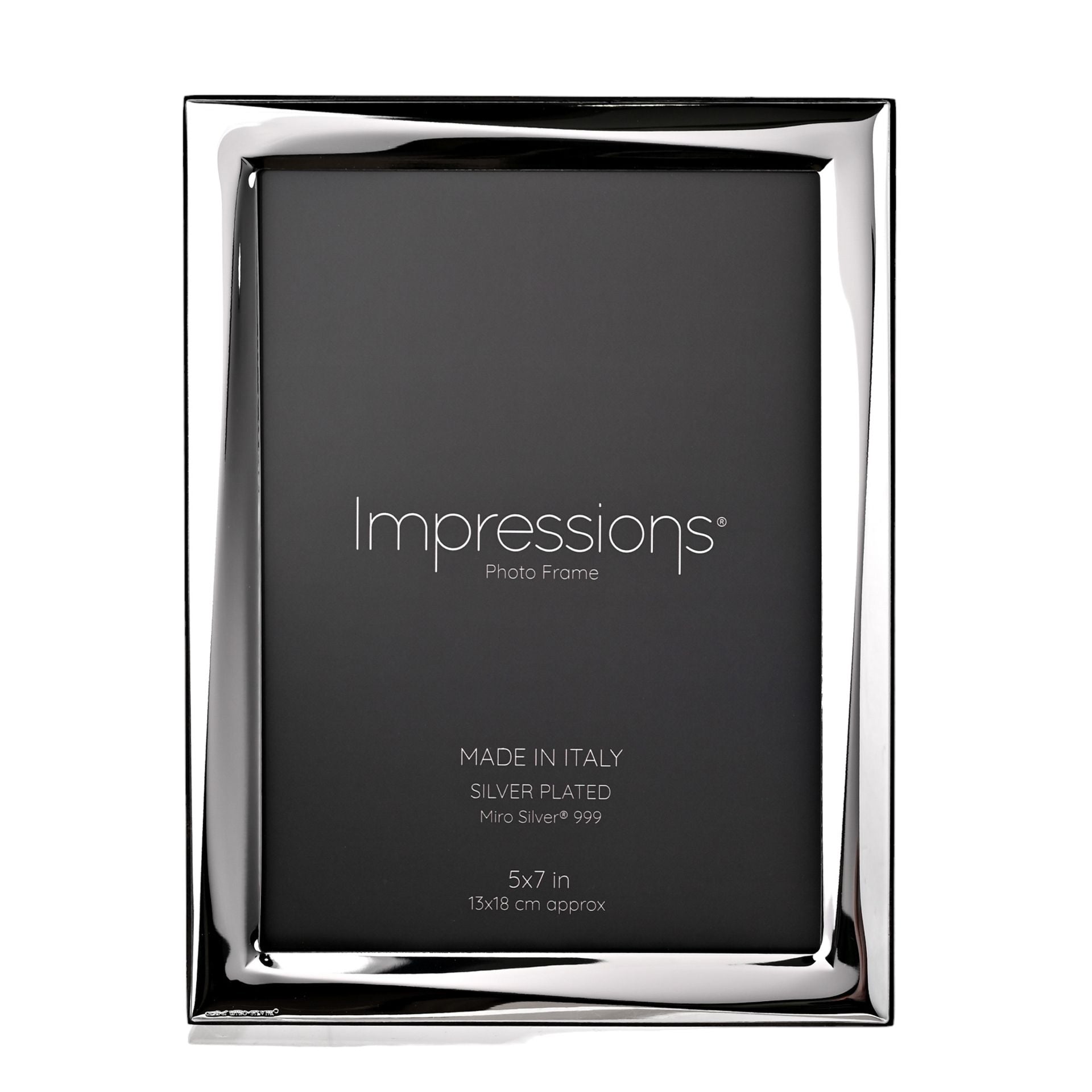 Impressions 999 Silver Narrow Twist Photo Frame 5" x 7" Wood Back Made In Italy