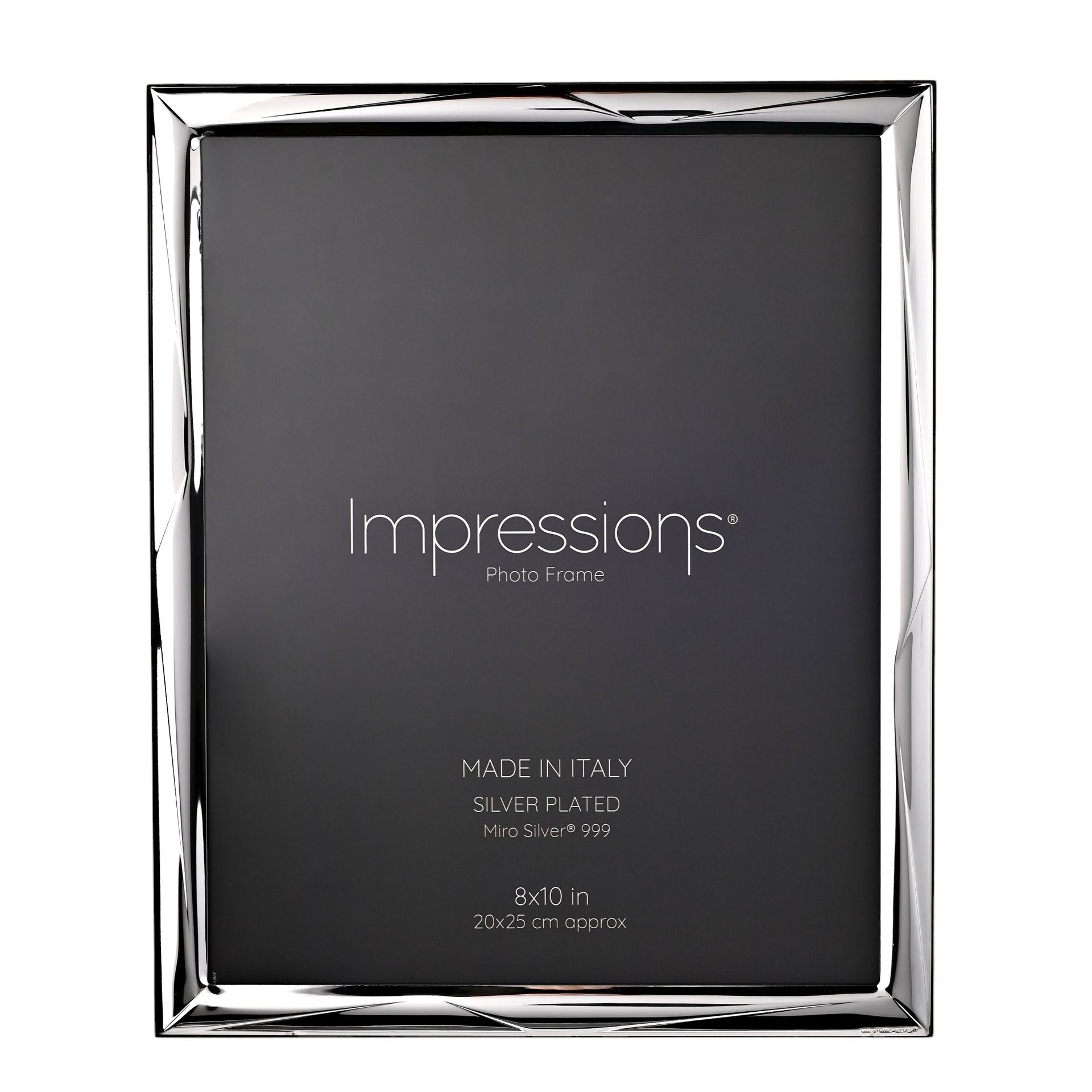 Impressions 999 Silver Geometric Photo Frame 8" x 10"  Wood Back Made In Italy