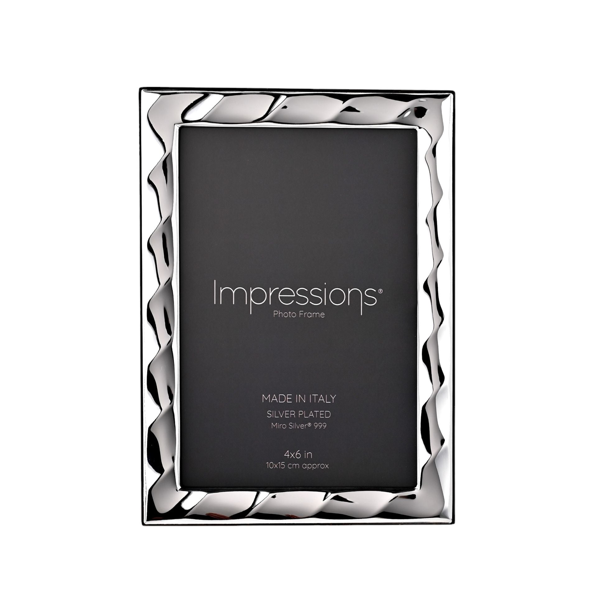 Impressions 999 Silver Bevelled Photo Frame 4" x 6" Wood Back Made In Italy