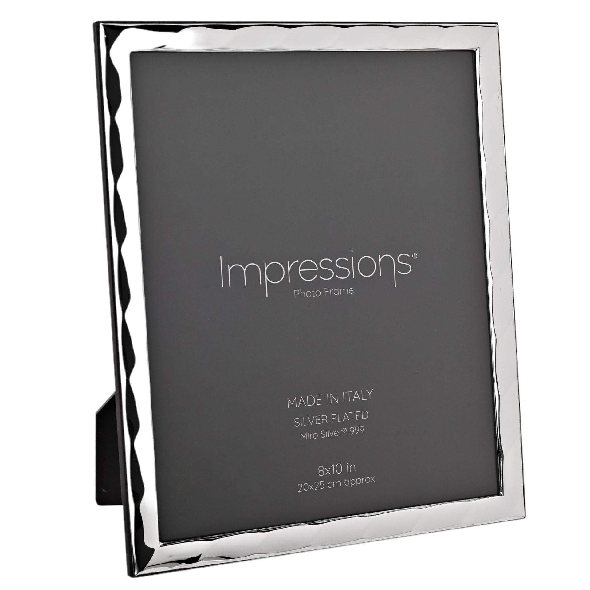 Impressions 999 Silver Bevelled Photo Frame 8" x 10" Wood Back Made In Italy