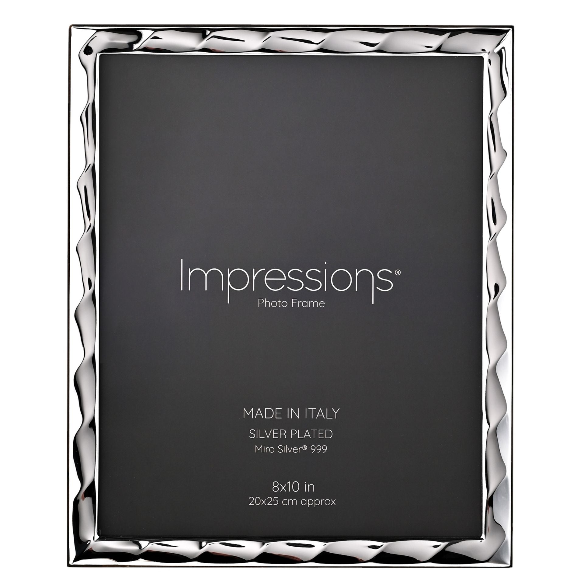 Impressions 999 Silver Bevelled Photo Frame 8" x 10" Wood Back Made In Italy