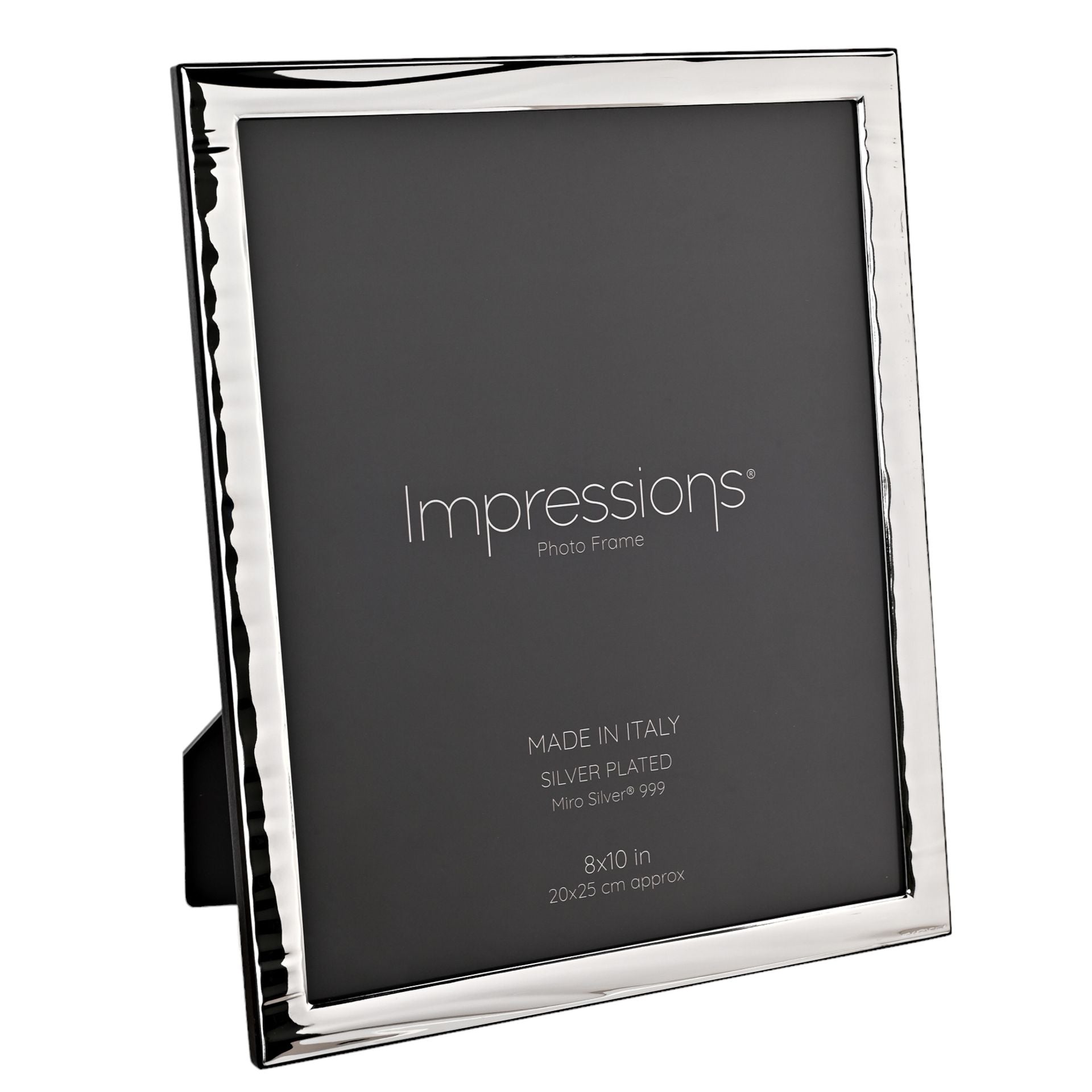 Impressions 999 Silver Narrow Wave Photo Frame 8" x 10" Wood Back Made In Italy