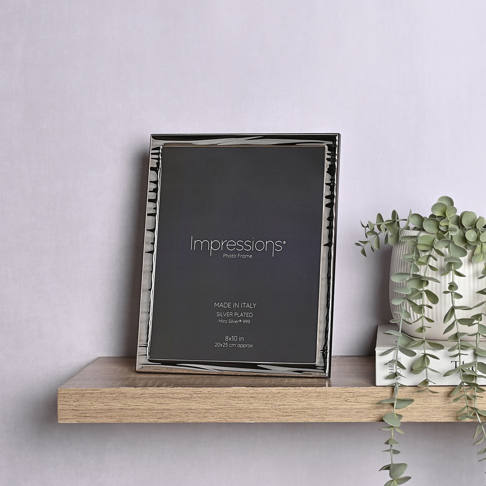 Impressions 999 Silver Narrow Wave Photo Frame 8" x 10" Wood Back Made In Italy