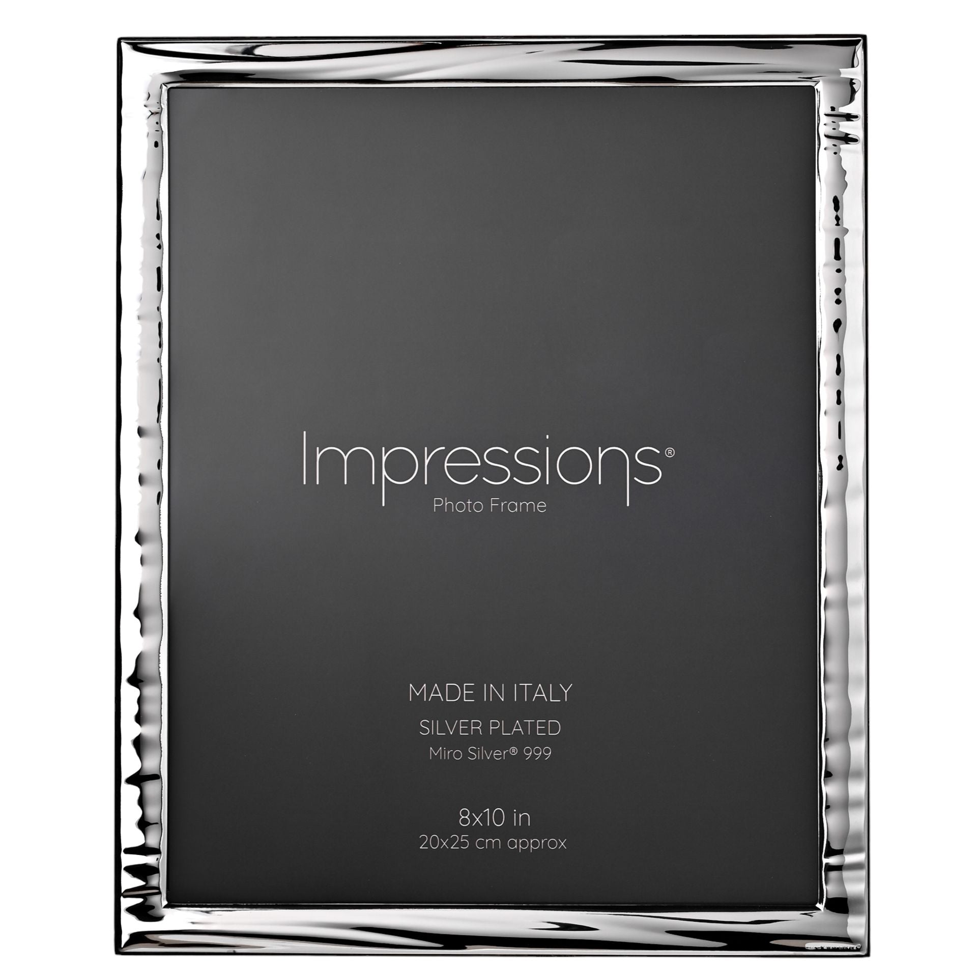 Impressions 999 Silver Narrow Wave Photo Frame 8" x 10" Wood Back Made In Italy