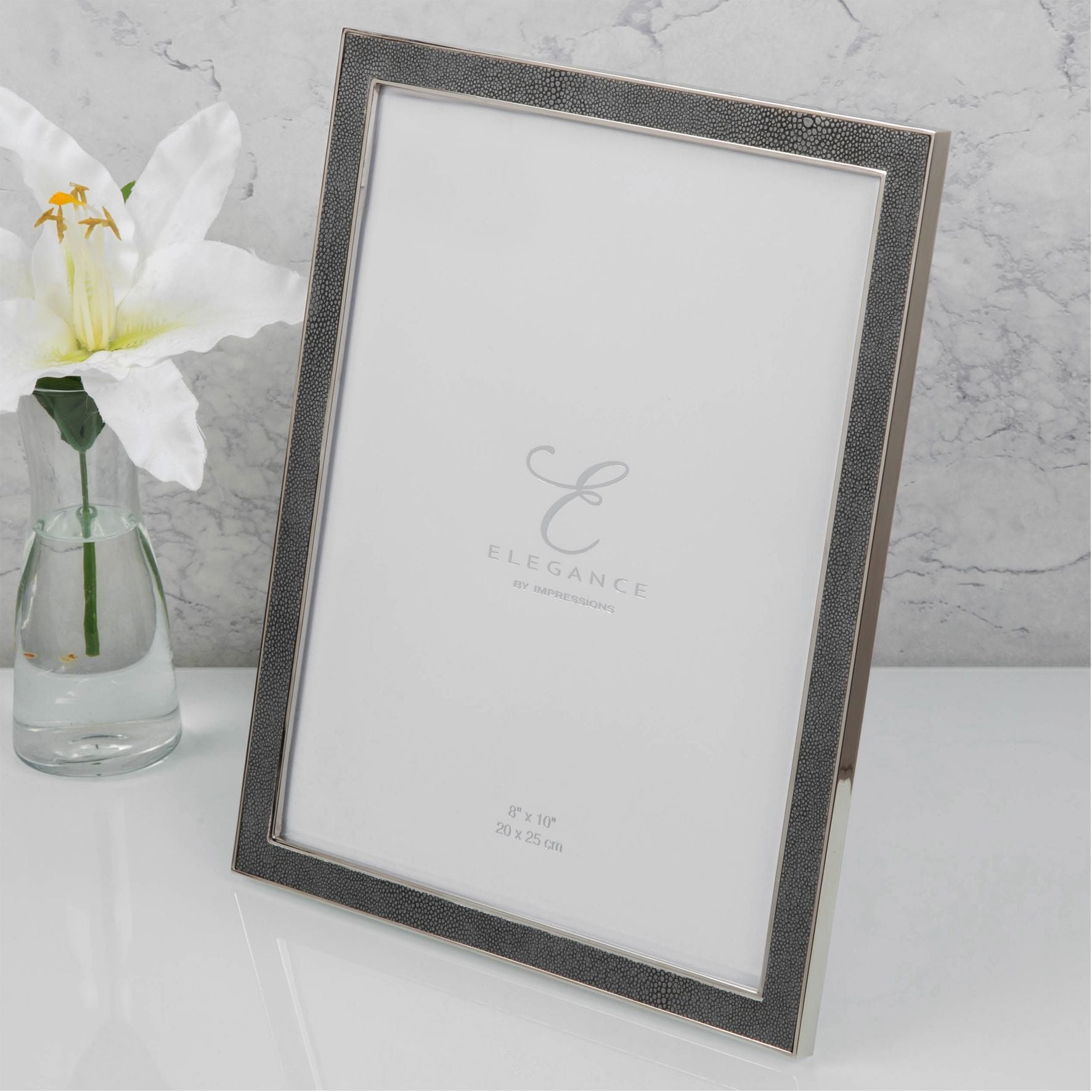 Elegance Metal Plated Grey Faux Shagreen Frame 8" x 10"