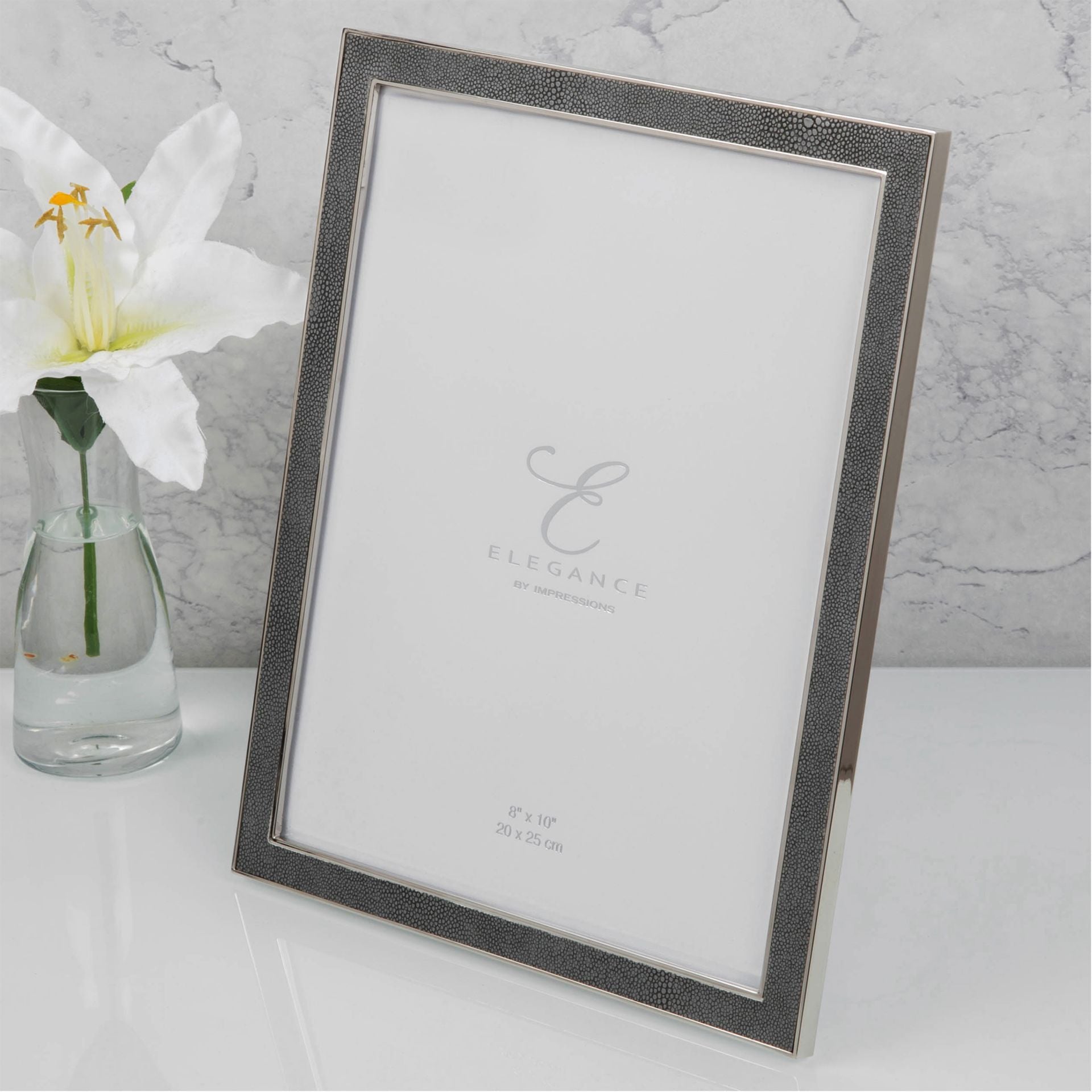 Elegance Metal Plated Grey Faux Shagreen Frame 8" x 10"