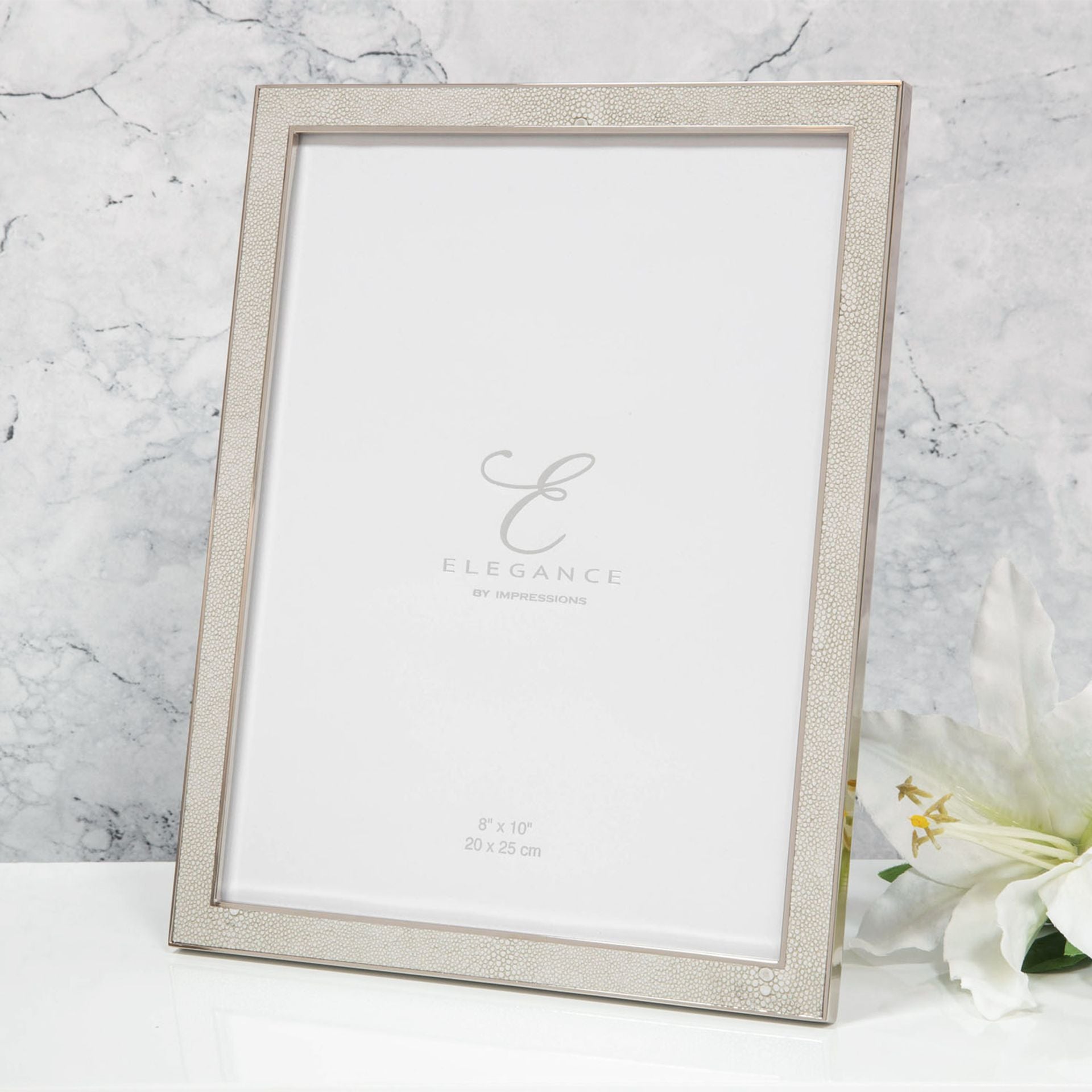 Elegance Metal Plated Cream Faux Shagreen Frame 8" x 10"