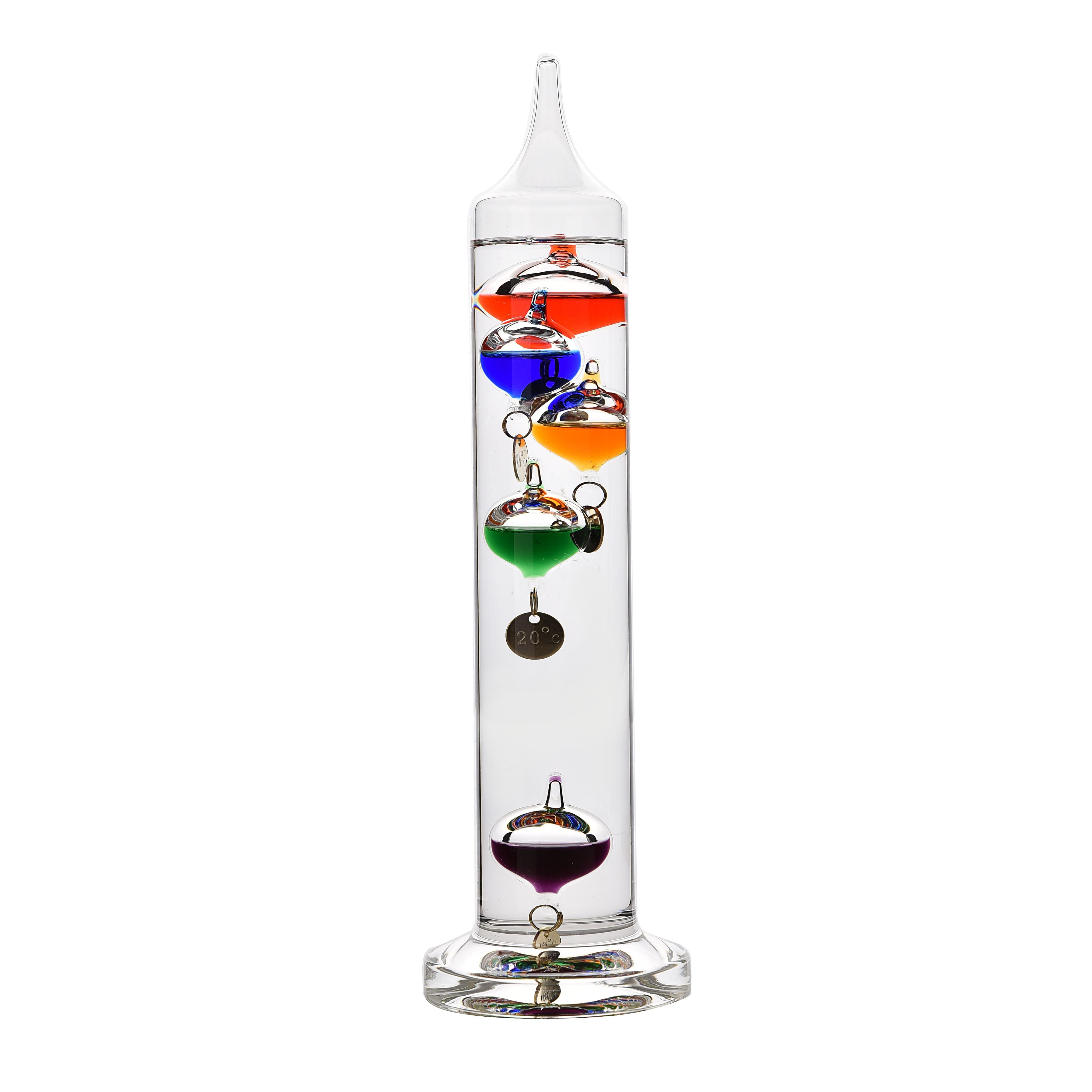 Galileo Thermometer - 28cm multi col 5 bulb
