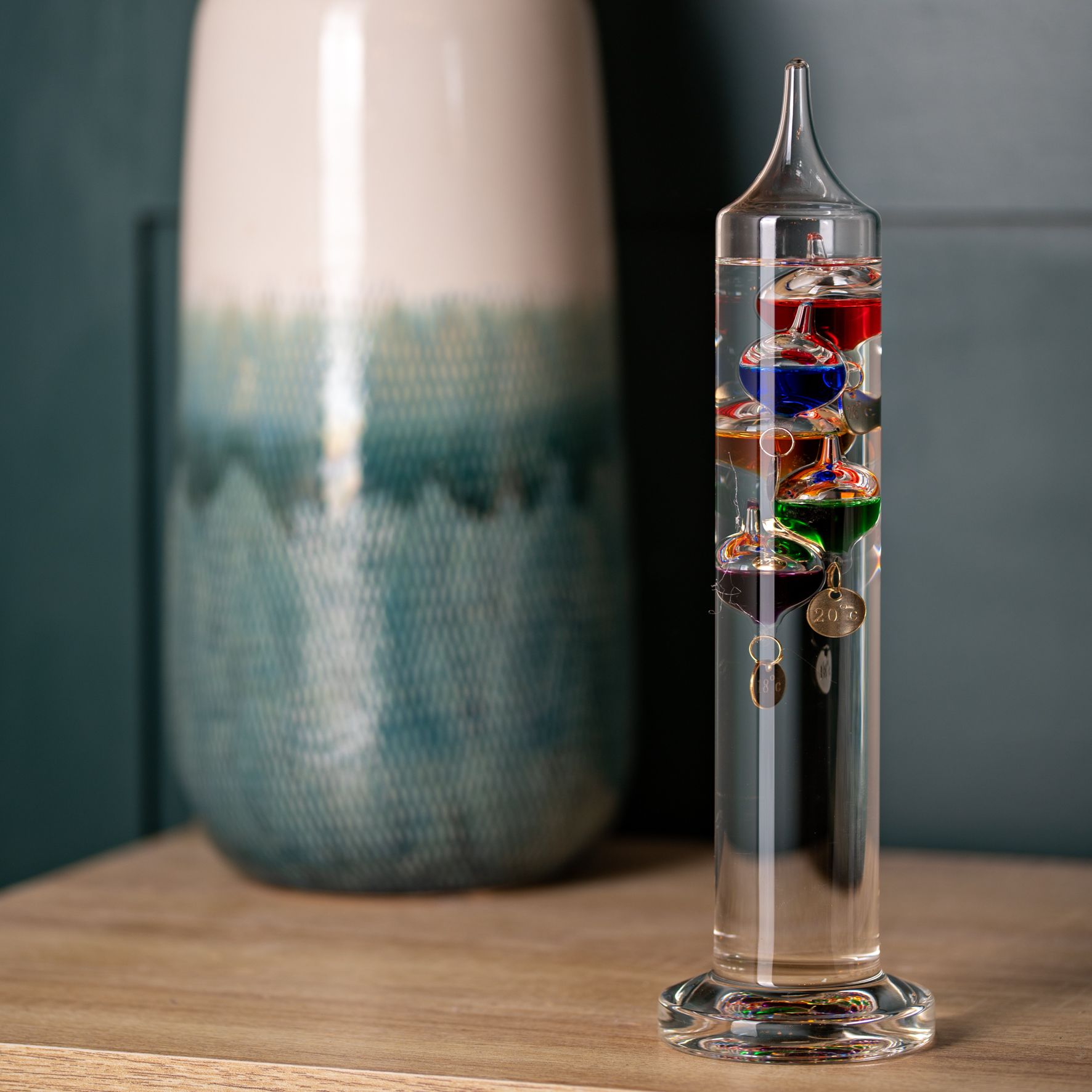 Galileo Thermometer - 28cm multi col 5 bulb