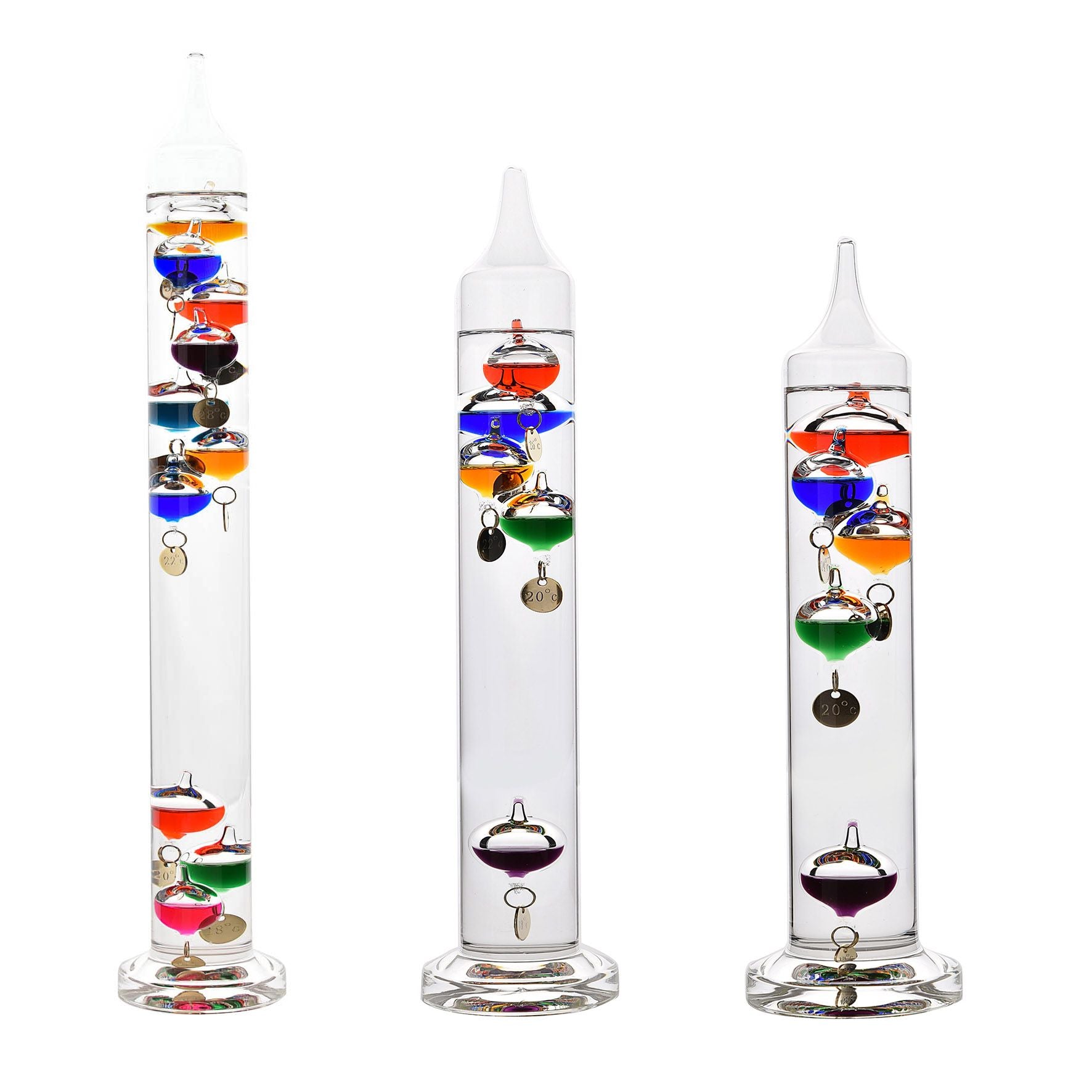 Galileo Thermometer - 28cm multi col 5 bulb