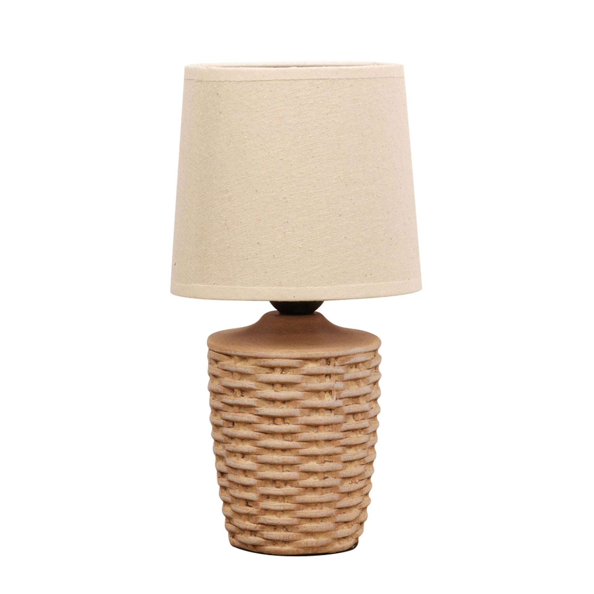 Basket Weave Table Lamp with Beige Linen Shade