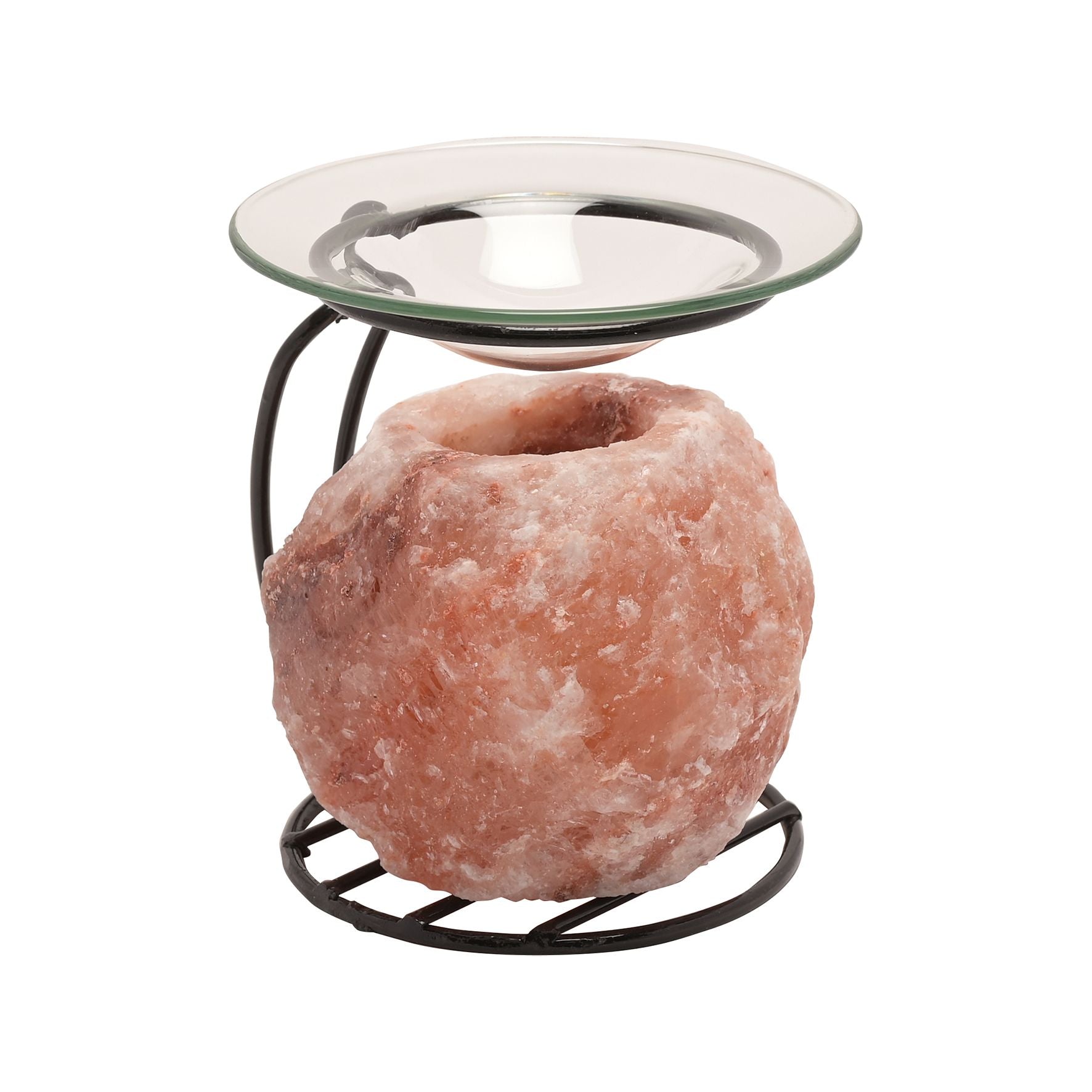 Rock Salt Oil Burner on Metal Stand