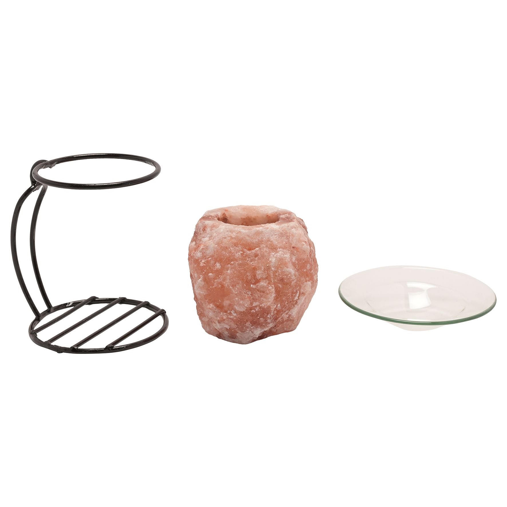 Rock Salt Oil Burner on Metal Stand