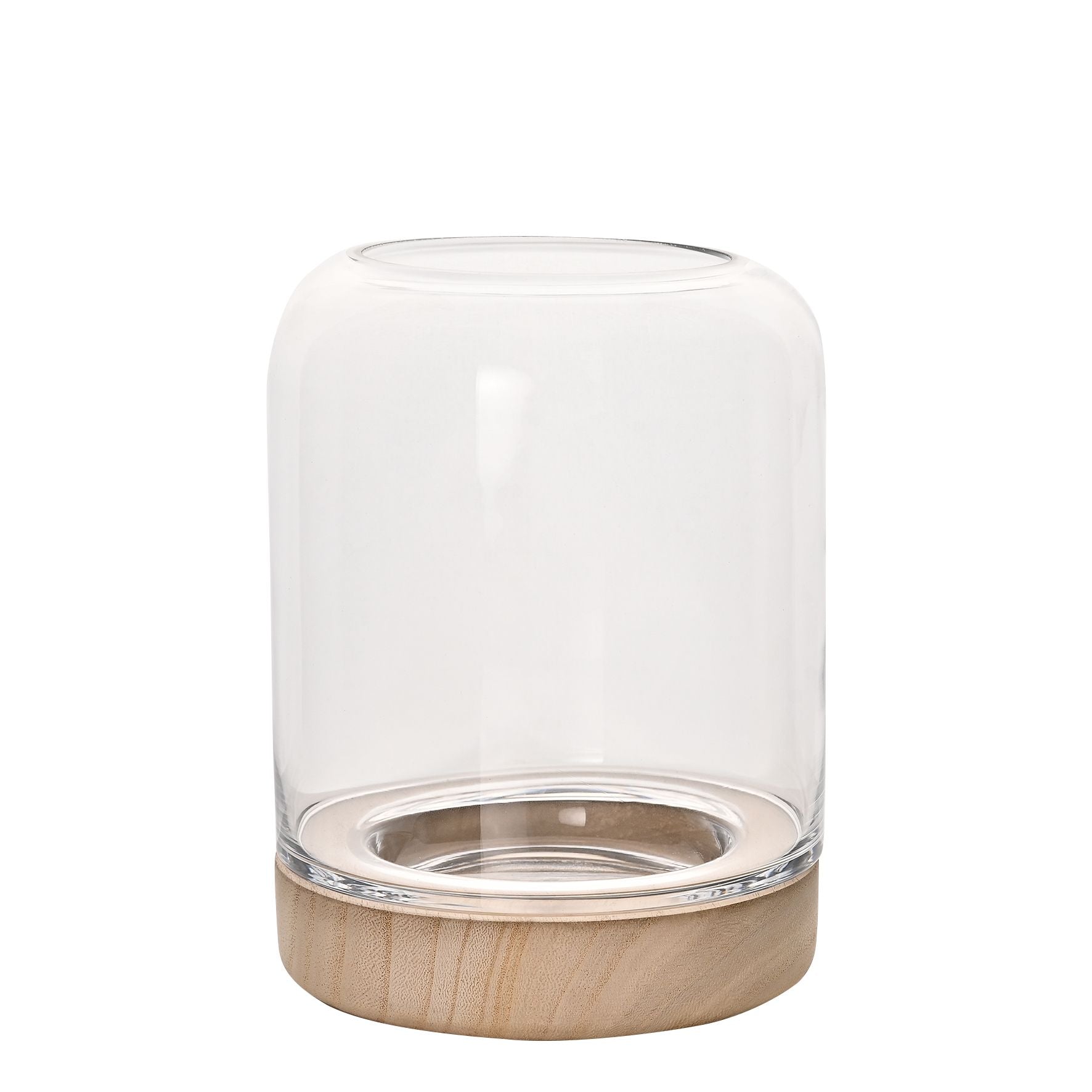Hestia Handmade Candle Holder Clear Glass with Natural Base - Large