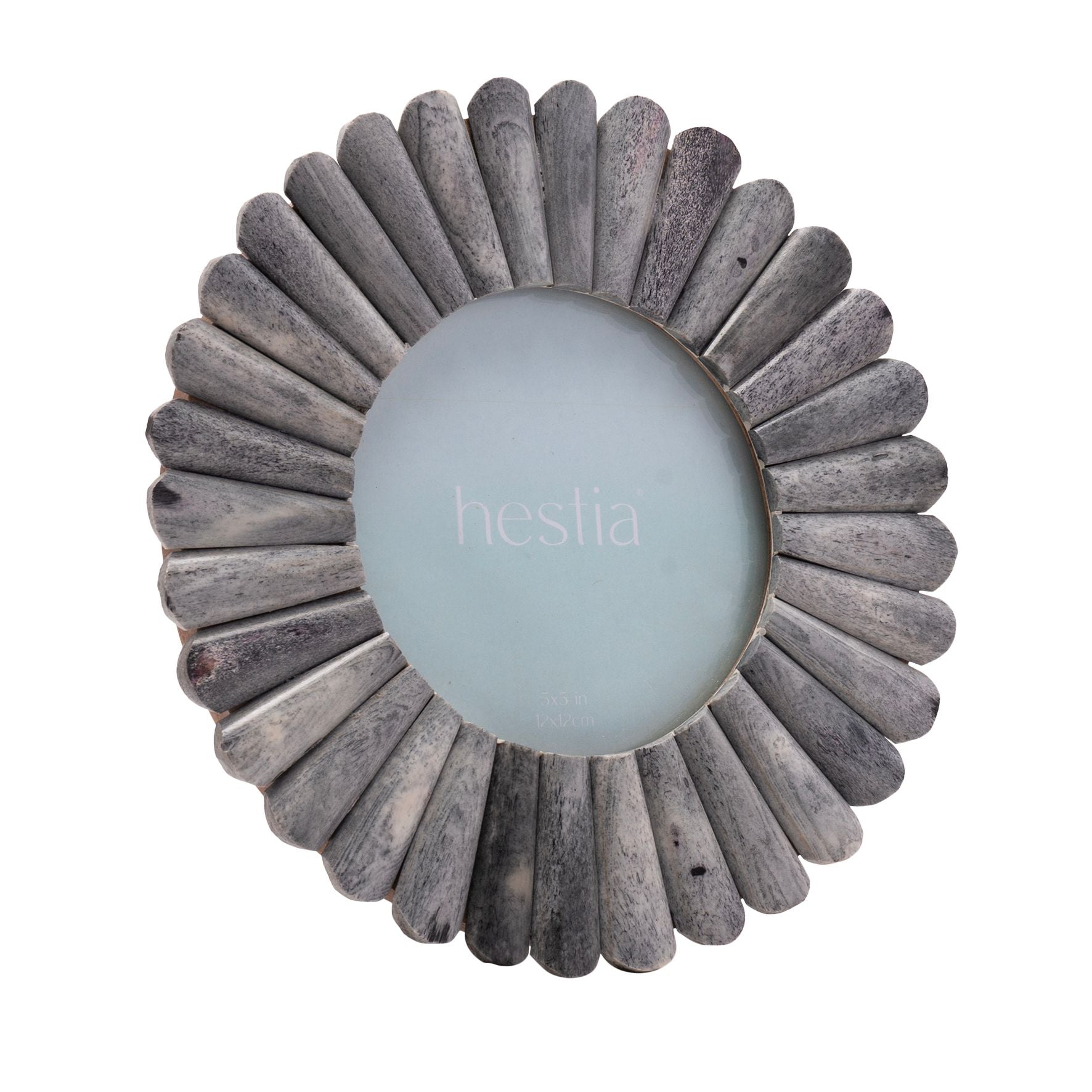 Hestia Round Grey Petal Bone Photo Frame 5" Diameter