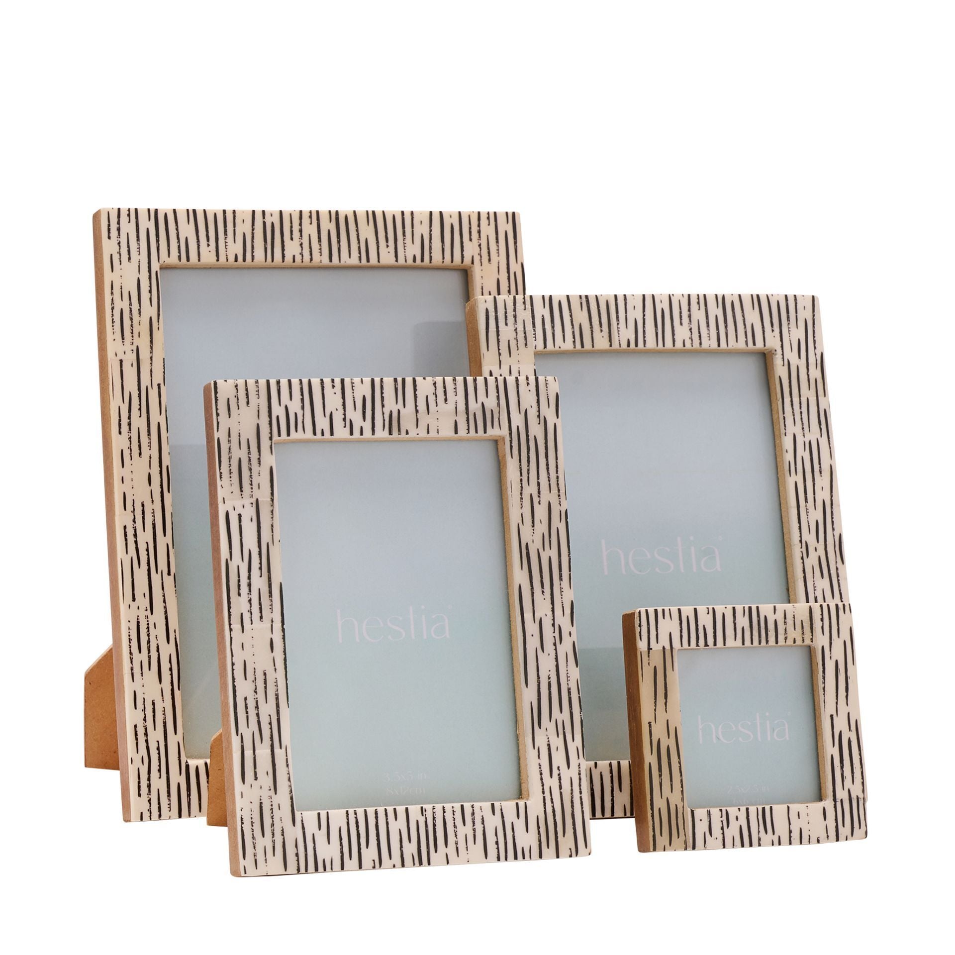 Hestia Striped Bone Photo Frame 2.5" x 2.5"