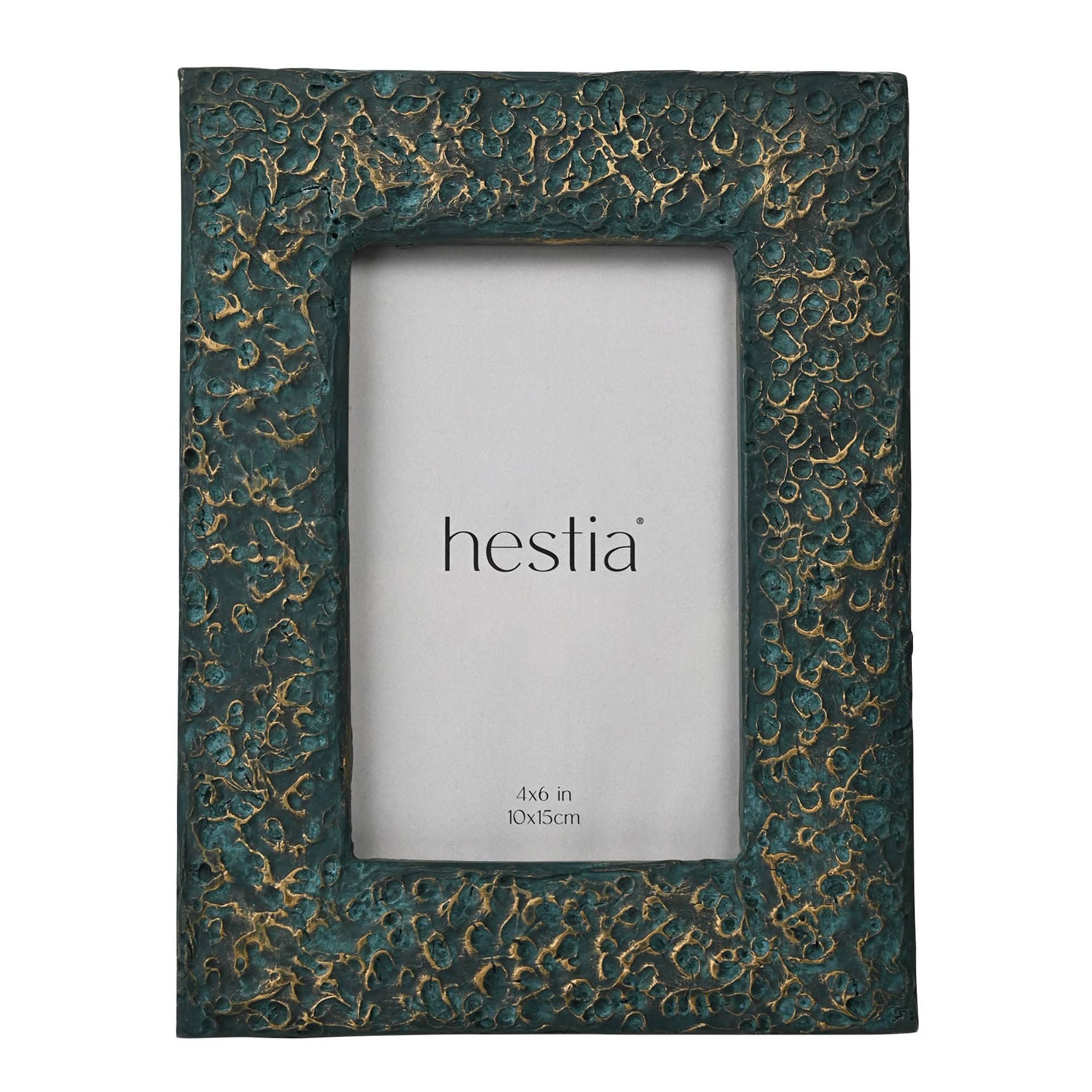Hestia Photo Frame Teal with Gold Imprint - 4" x 6"
