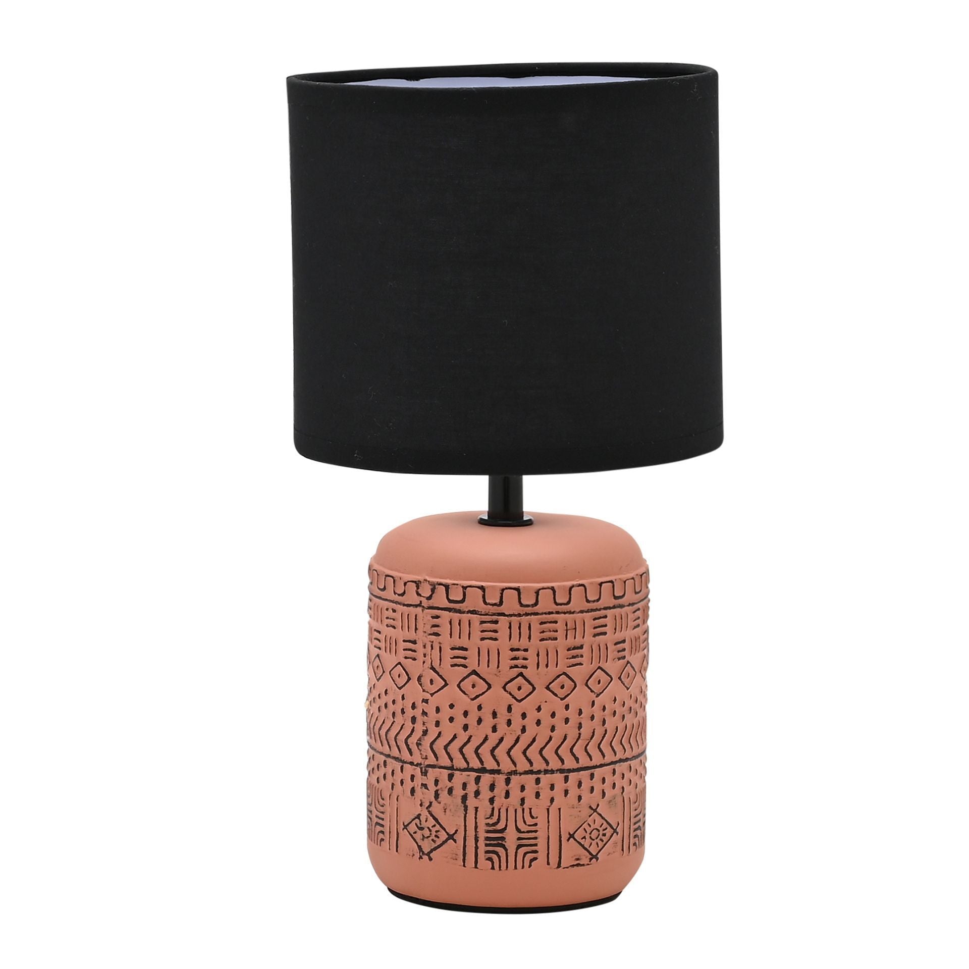 Hestia Lamp with Terracotta Base & Black Shade - 28.5cm