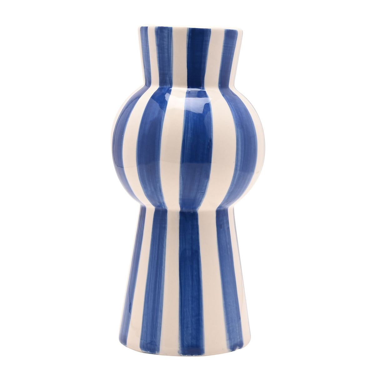 Hestia Blue & White Striped Tall Vase