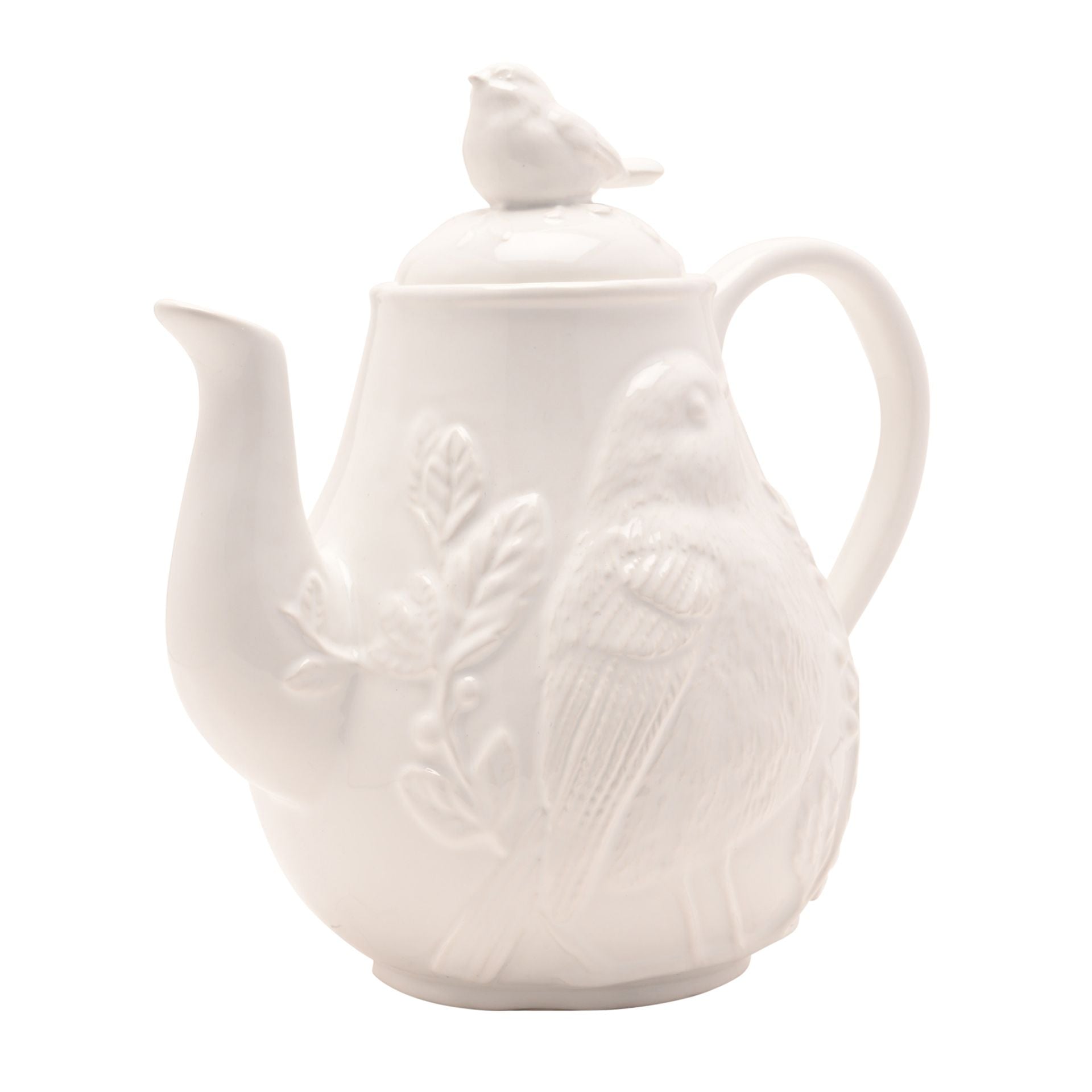 Hestia Tall White Floral Bird Teapot