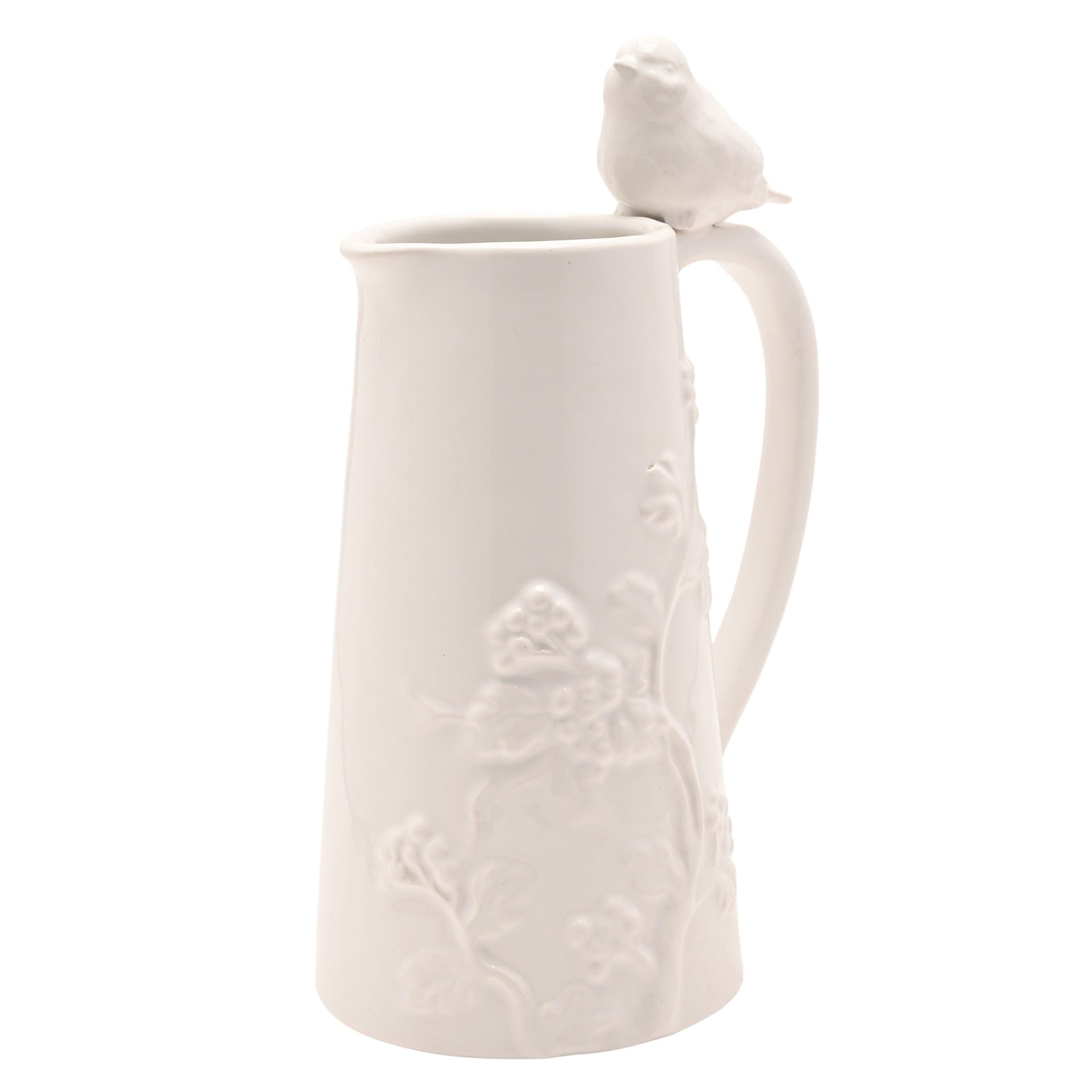 Hestia Tall White Floral Bird Jug