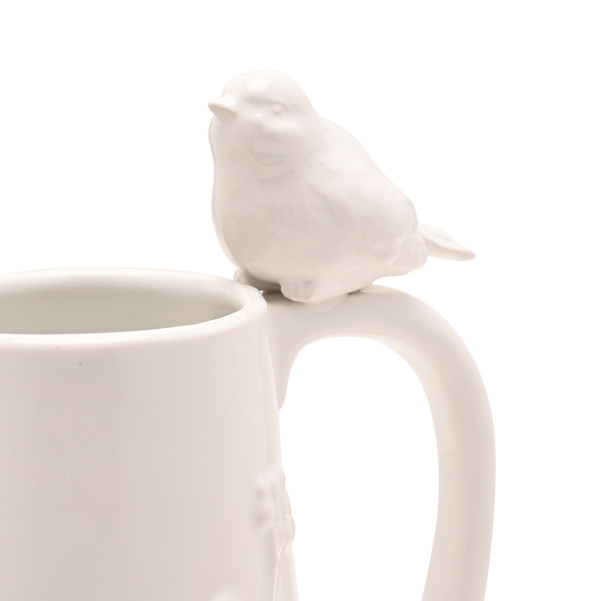 Hestia Tall White Floral Bird Jug