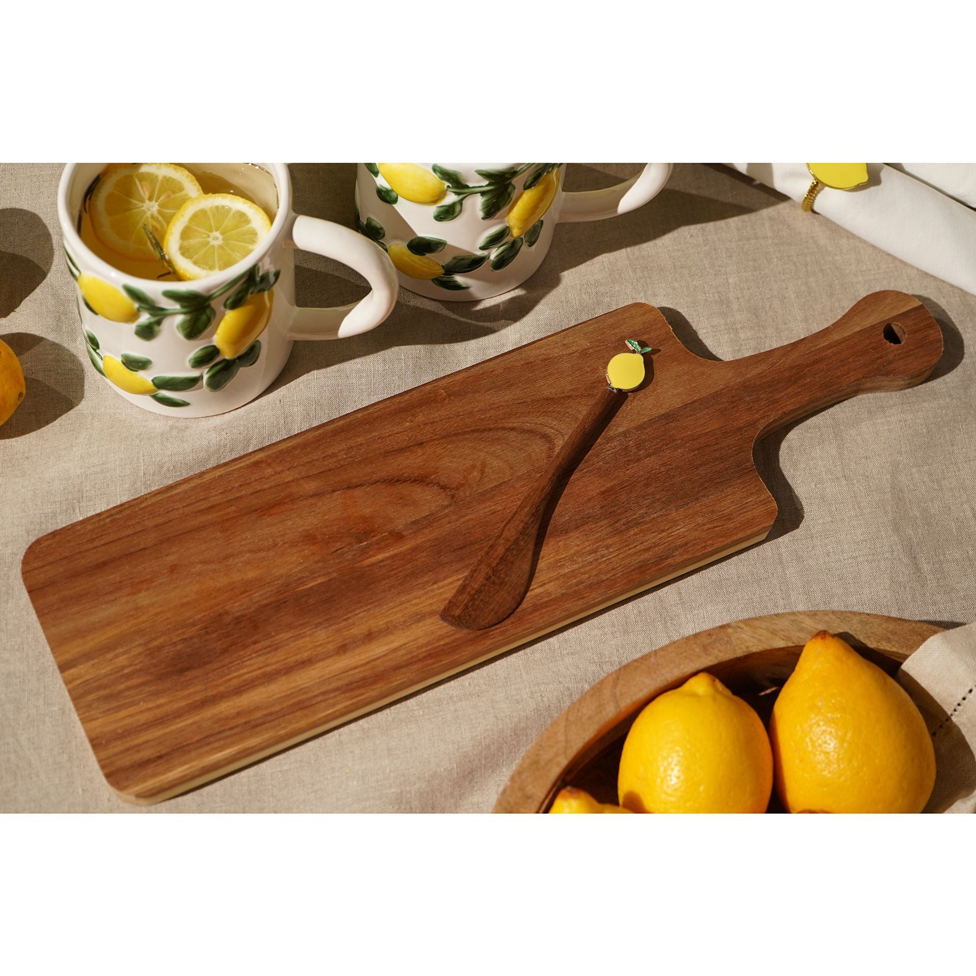 Hestia Oblong Serving Board with Handle & Lemon Spreader