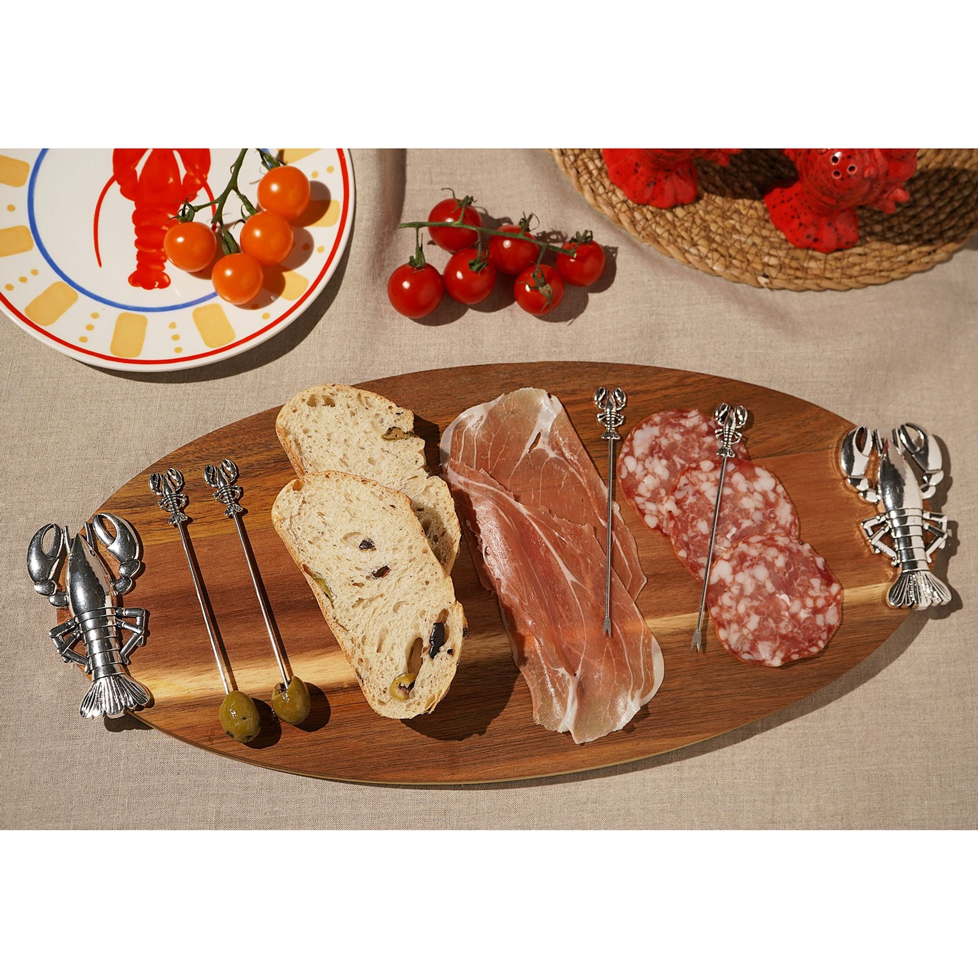 Hestia Lobster Oval Serving Board with 4 Picks
